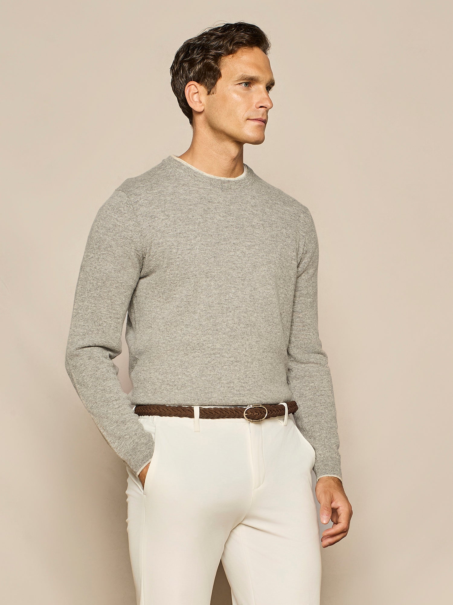 GIROCOLLO IN MISTO CASHMERE GRIGIO MELANGE