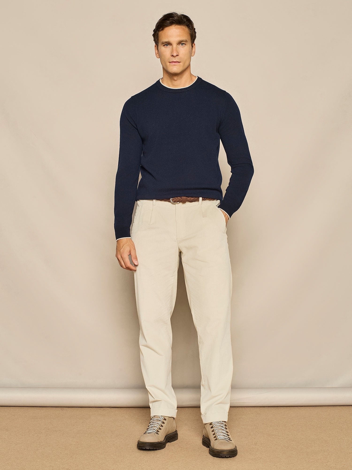 GIROCOLLO IN MISTO CASHMERE BLU