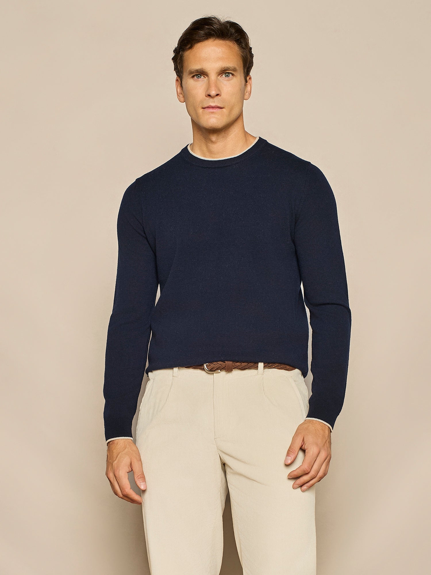 GIROCOLLO IN MISTO CASHMERE BLU