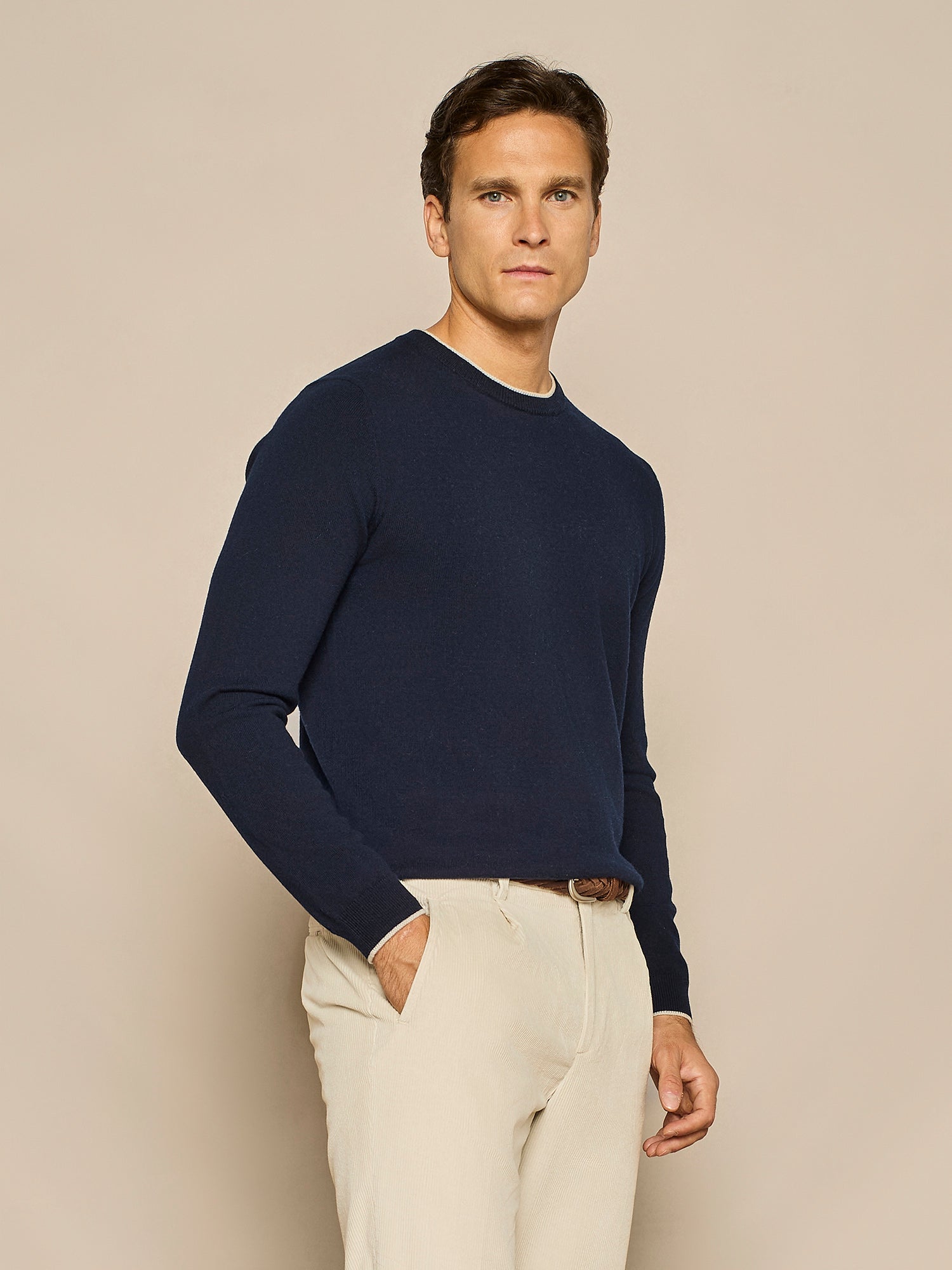 GIROCOLLO IN MISTO CASHMERE BLU