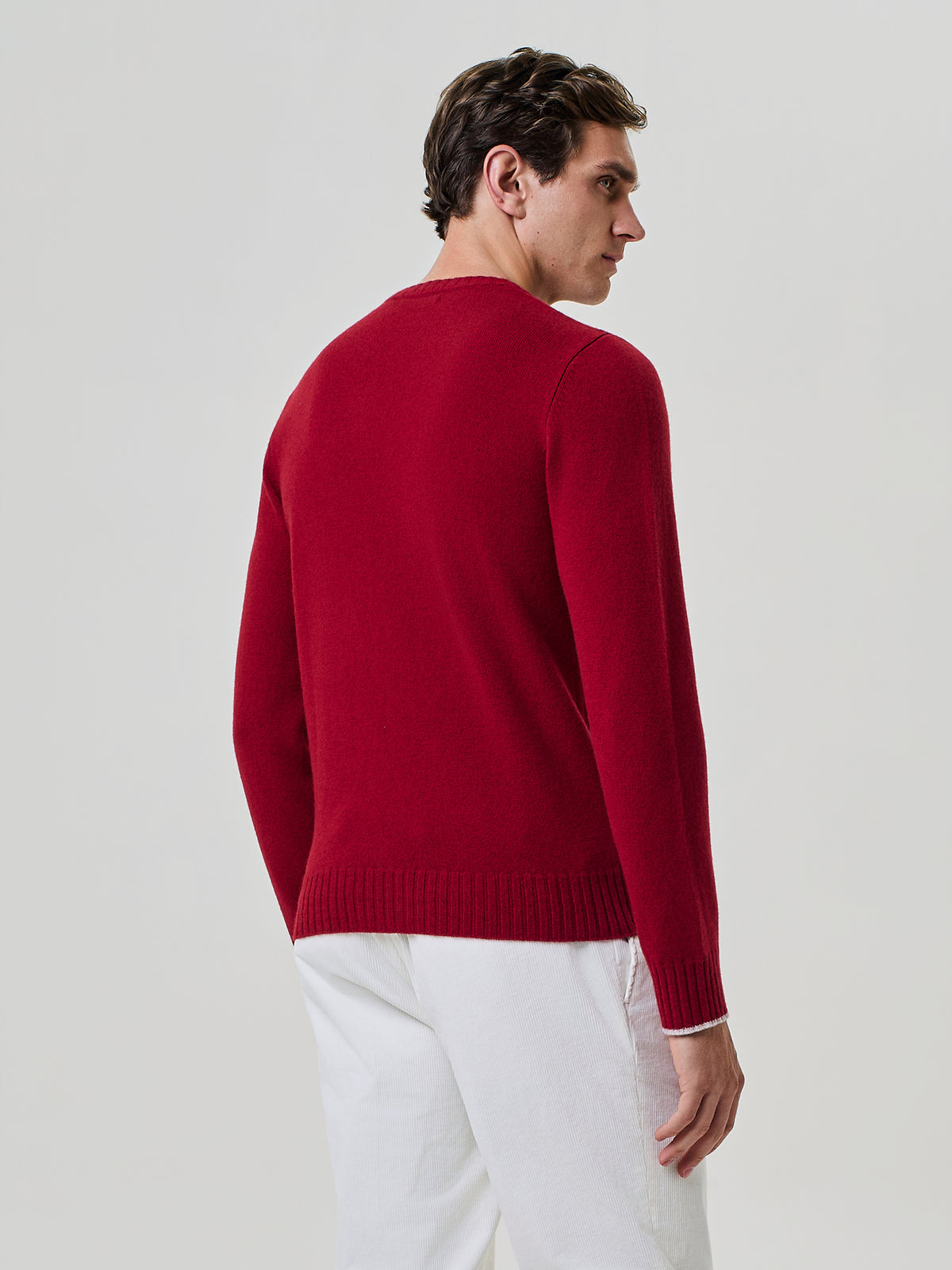 Maglione girocollo in pura lana con polsi e fondo a coste, Paul Taylor