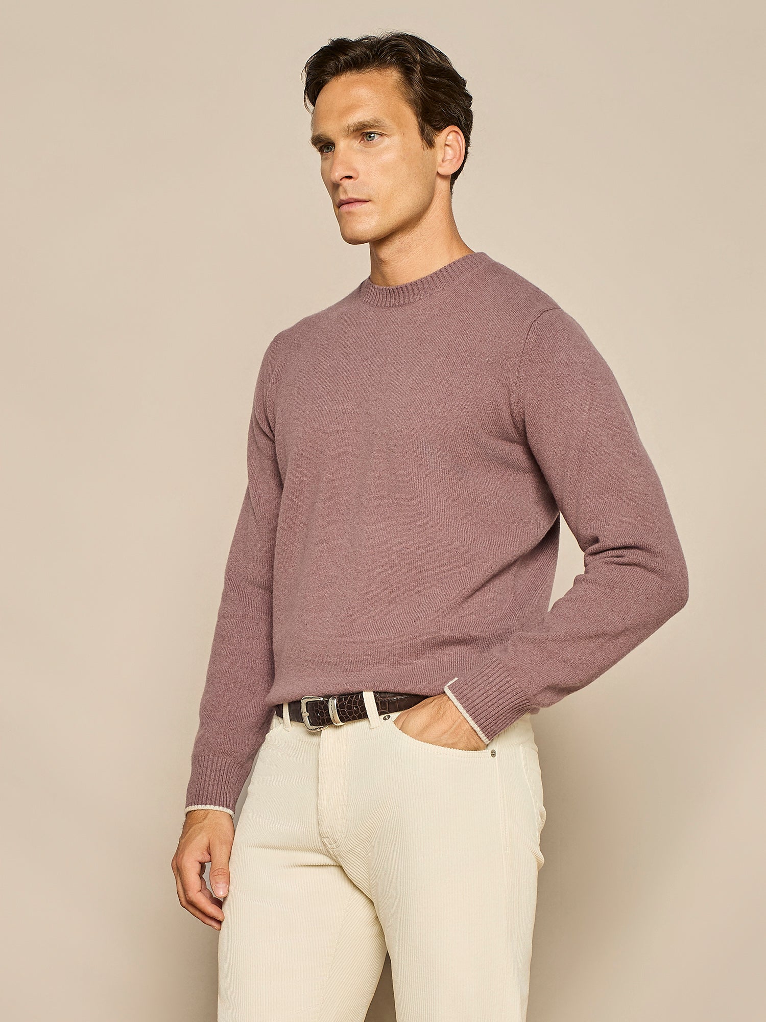 GIROCOLLO IN PURA LANA MAUVE