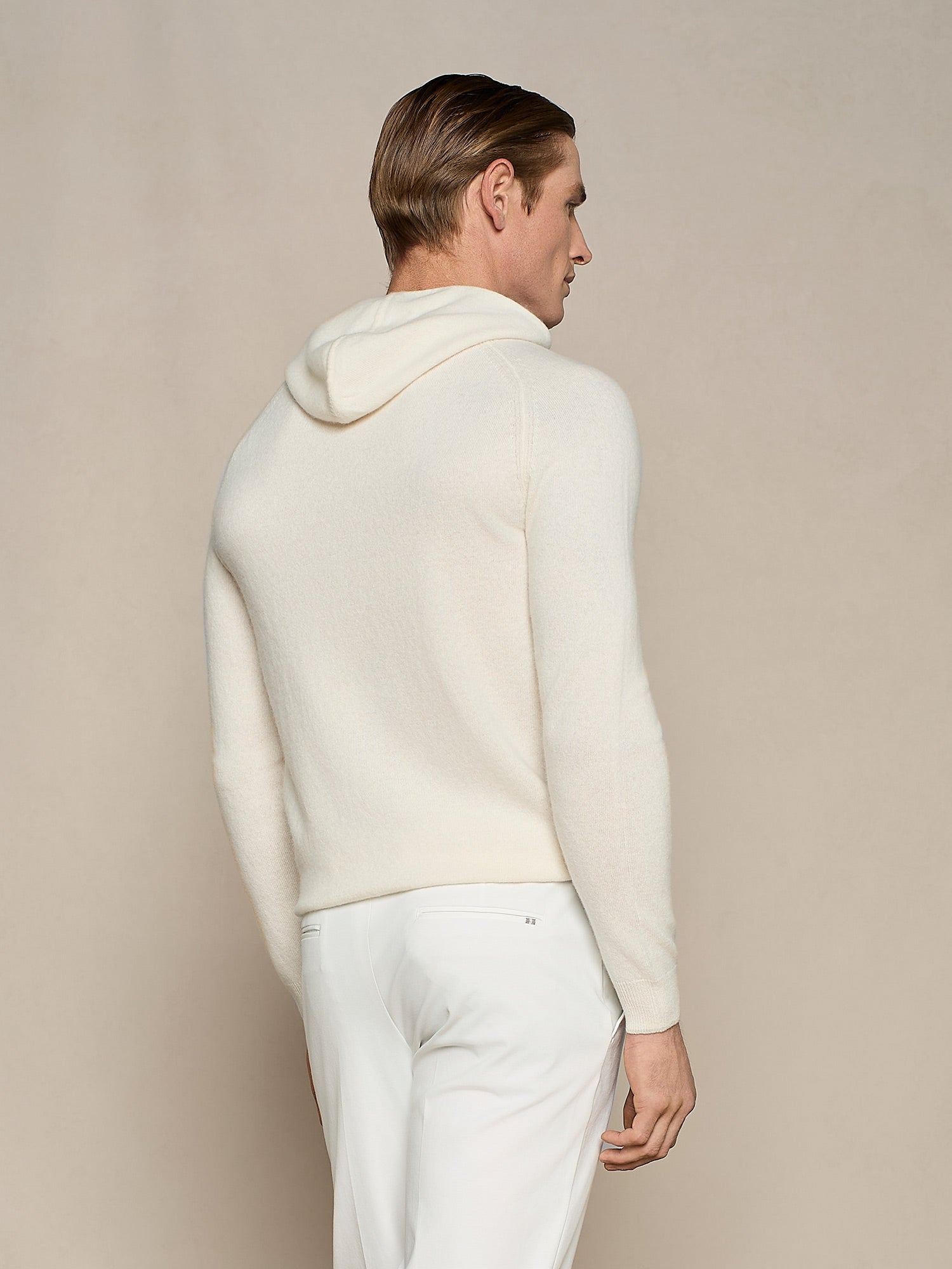MAGLIA CON CAPPUCCIO MISTO CASHMERE BIANCO