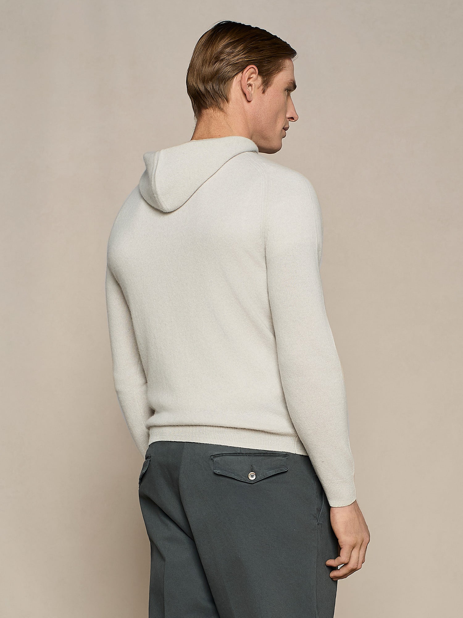 MAGLIA CON CAPPUCCIO MISTO CASHMERE BURRO