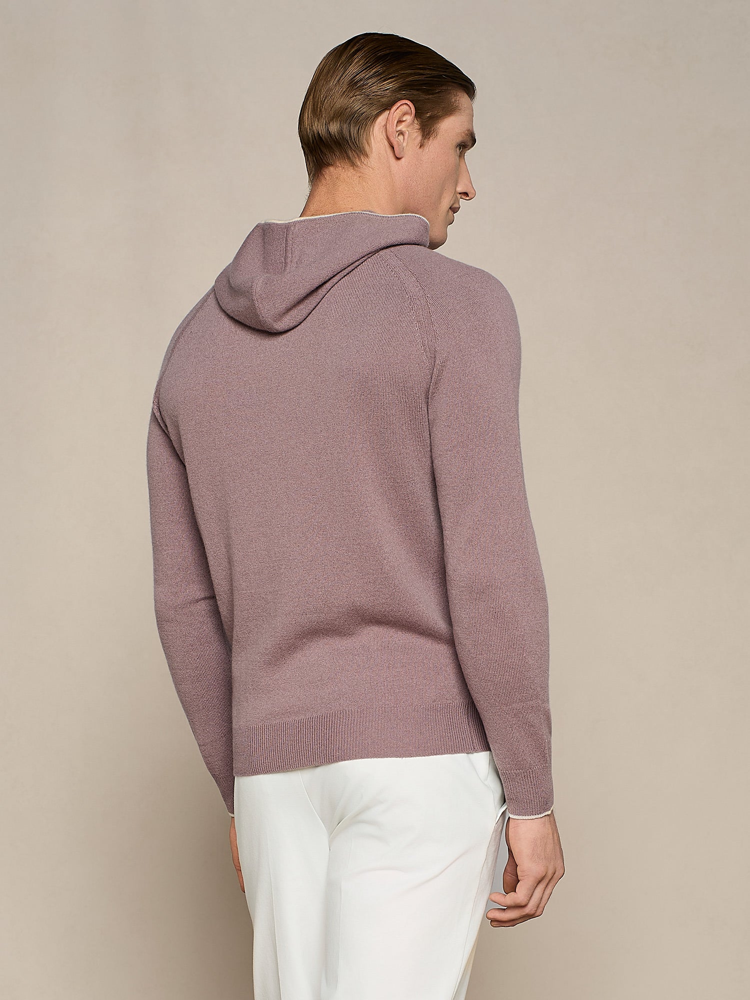 MAGLIA CON CAPPUCCIO IN MISTO CASHMERE MAUVE
