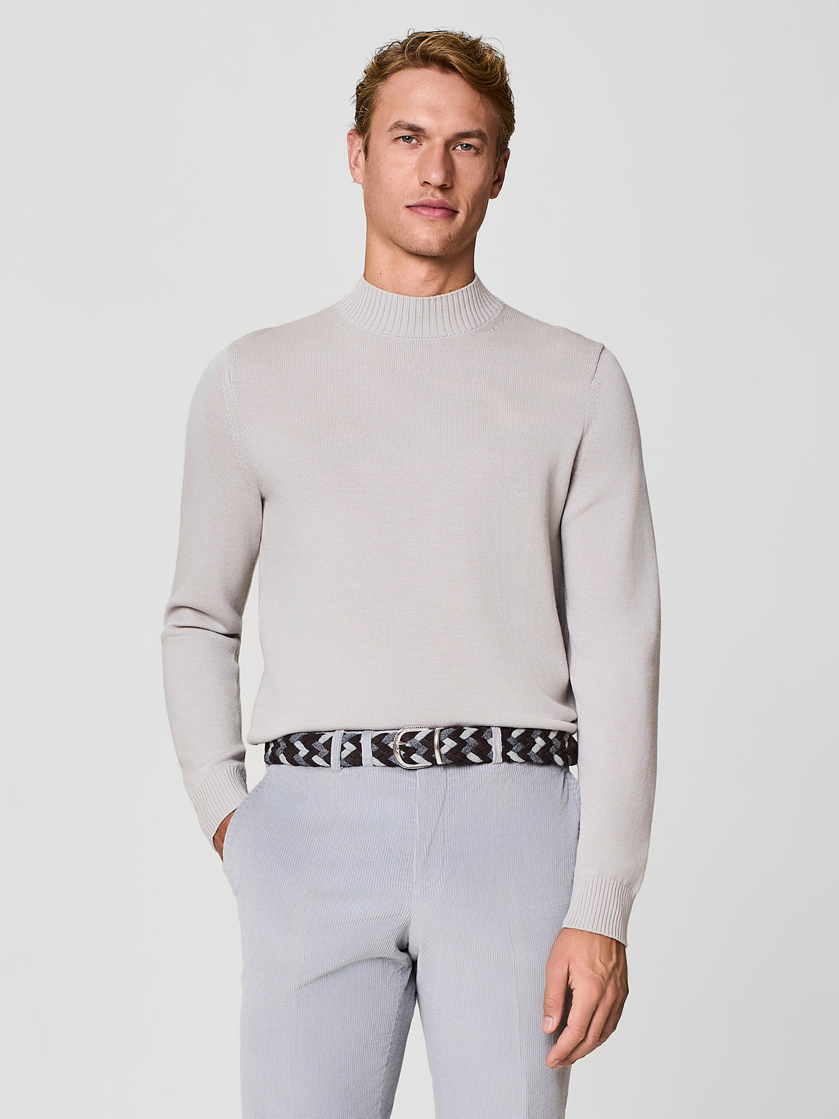 Maglia collo vulcano lana merino burro