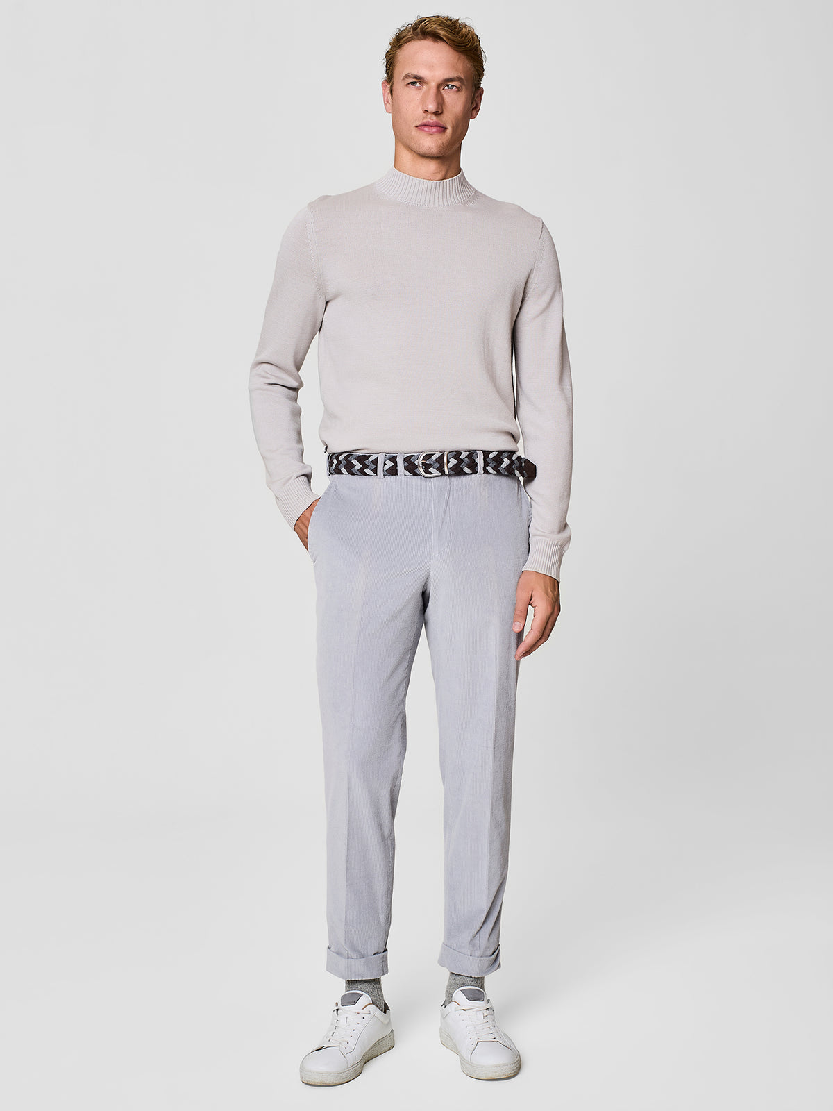 Maglia collo vulcano lana merino burro
