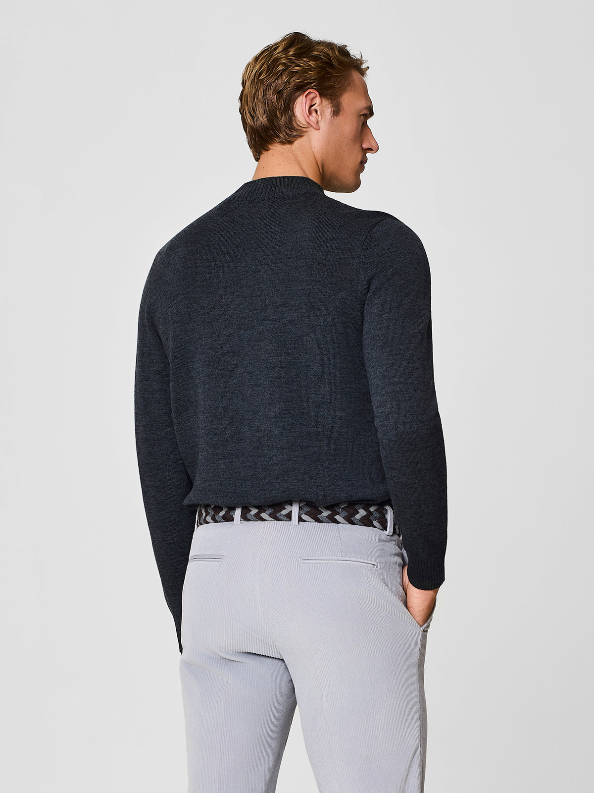 Maglia collo vulcano lana merino grigio scuro