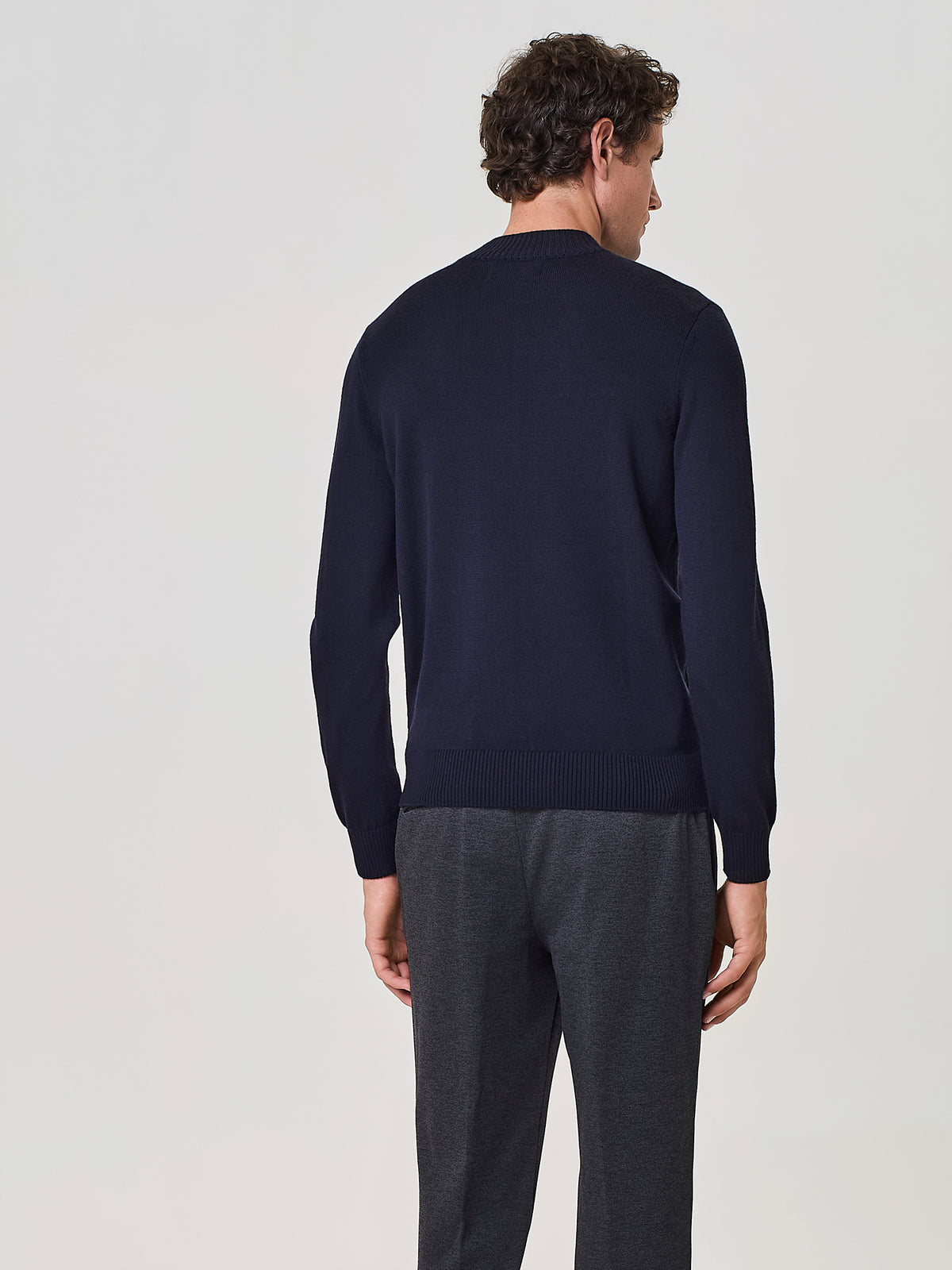 Blue Merino Wool Vulcano Collar Sweater