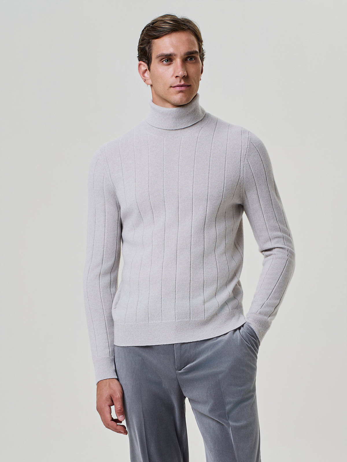 Butter Cashmere and Wool Flat Rib Turtleneck Sweater