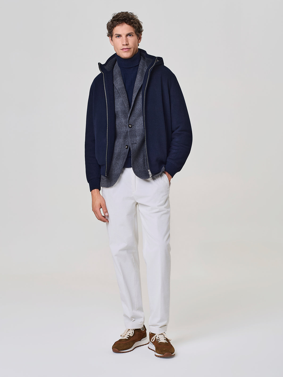 Blue Cashmere and Wool Flat-Rib Turtleneck Sweater
