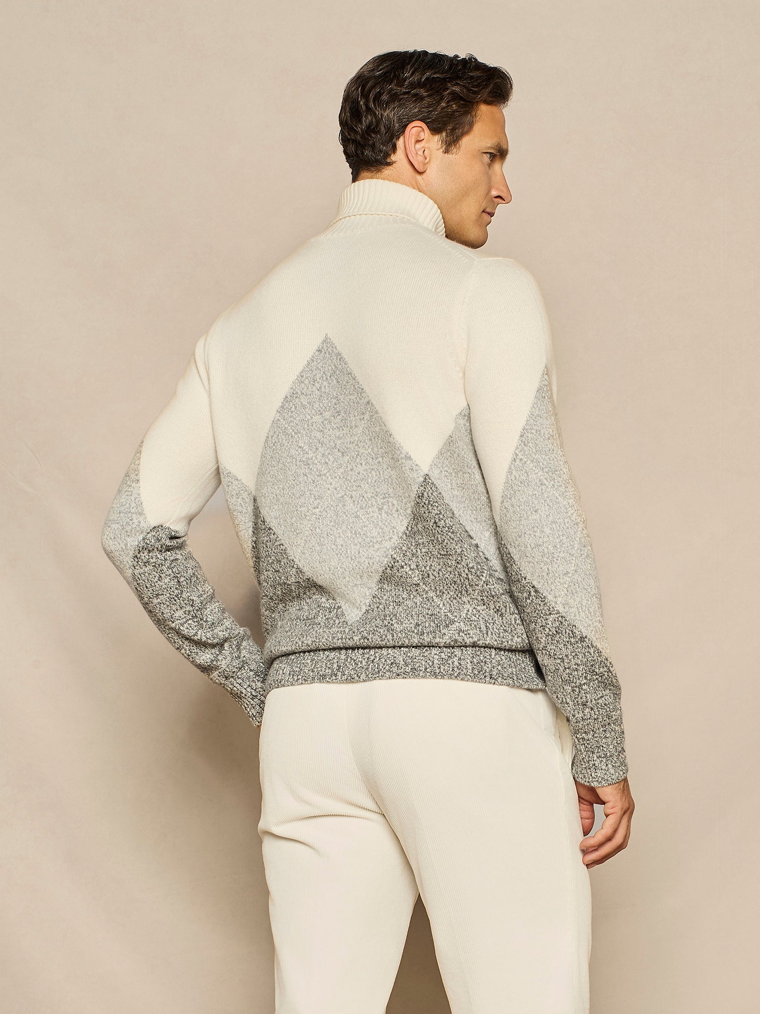 OFF WHITE WOOL BLEND RHOMBUS TURTLENECK