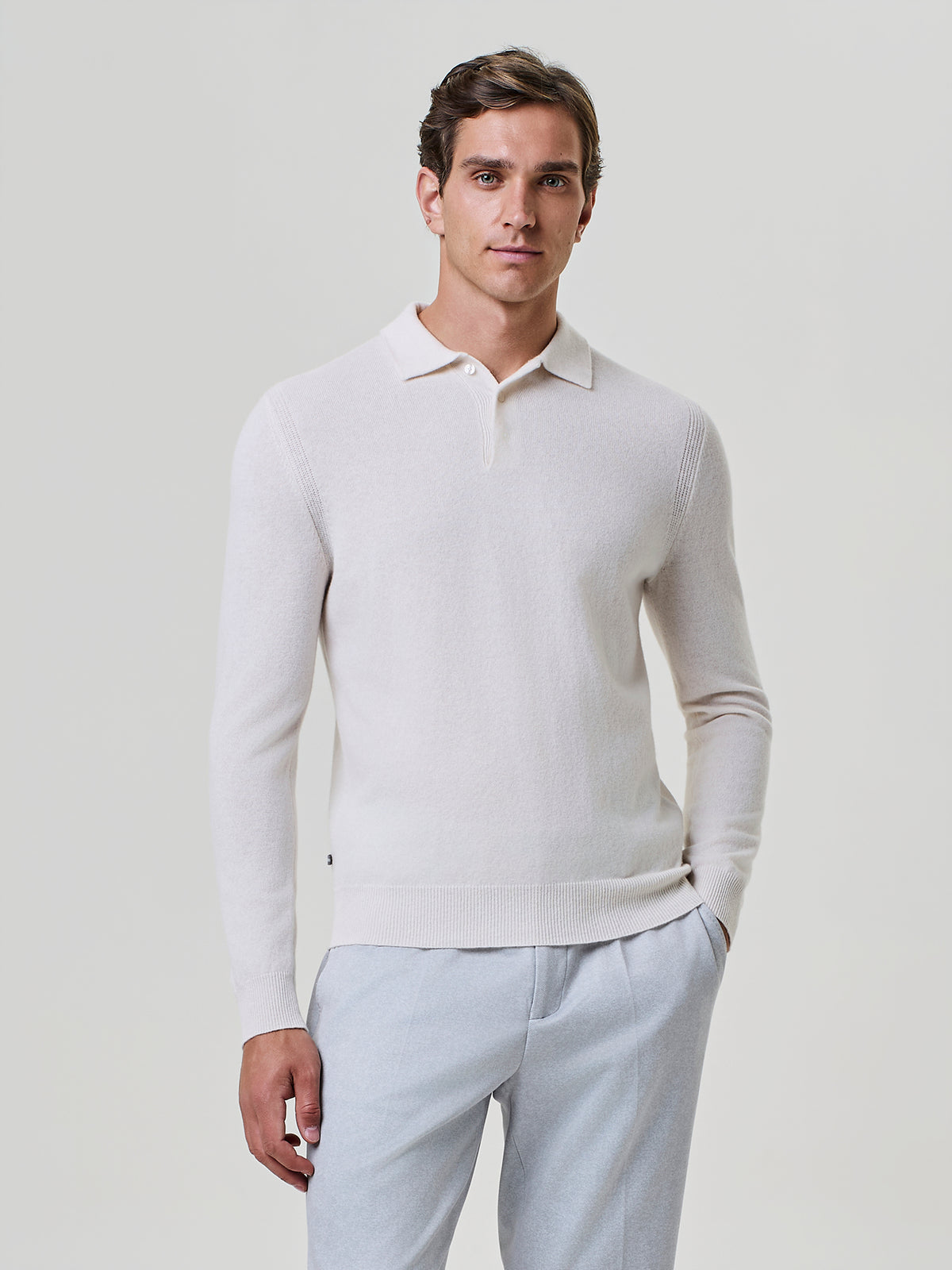 Polo in Maglia Misto Cashmere Bianca
