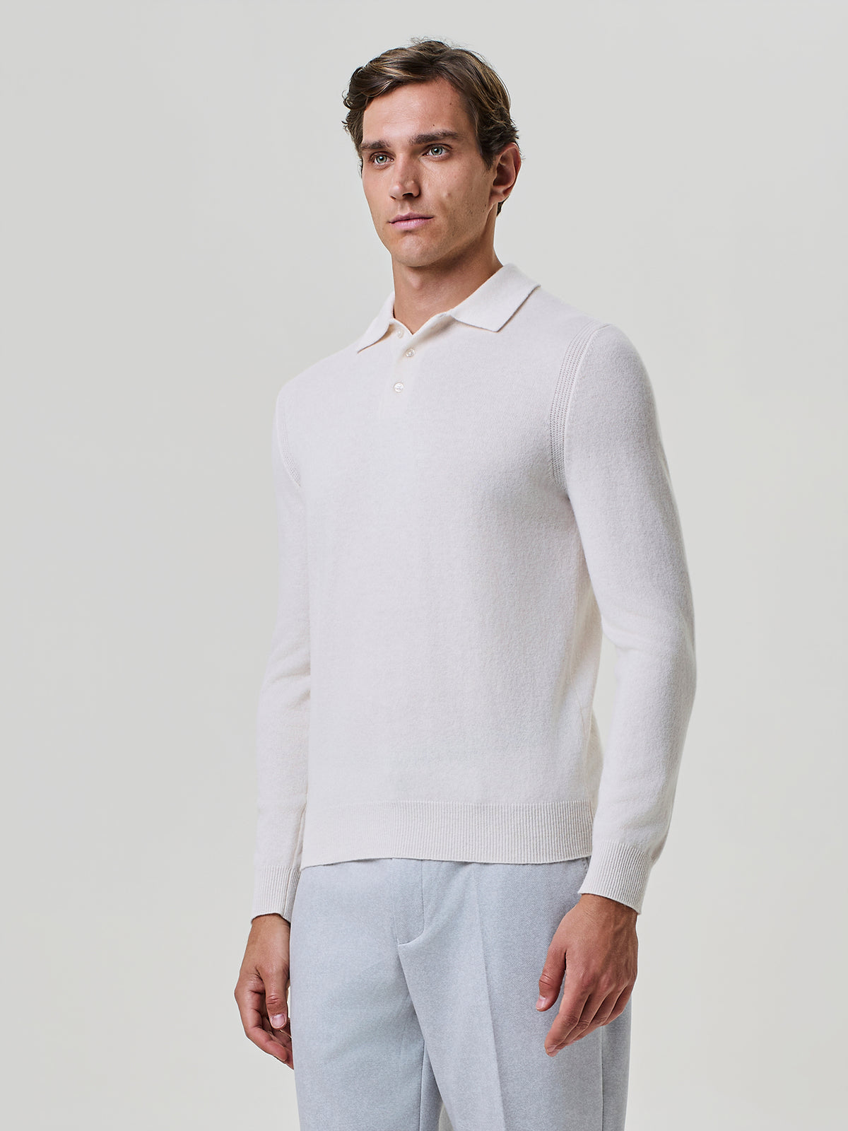 Polo in Maglia Misto Cashmere Bianca