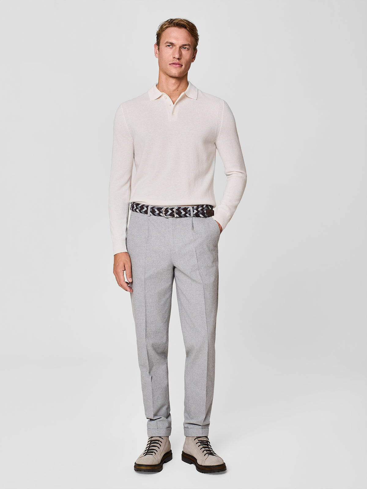 Polo in maglia bianco