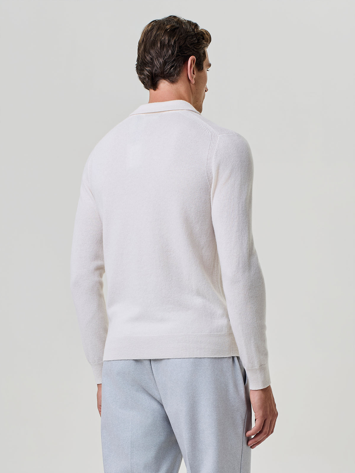 Polo in Maglia Misto Cashmere Bianca