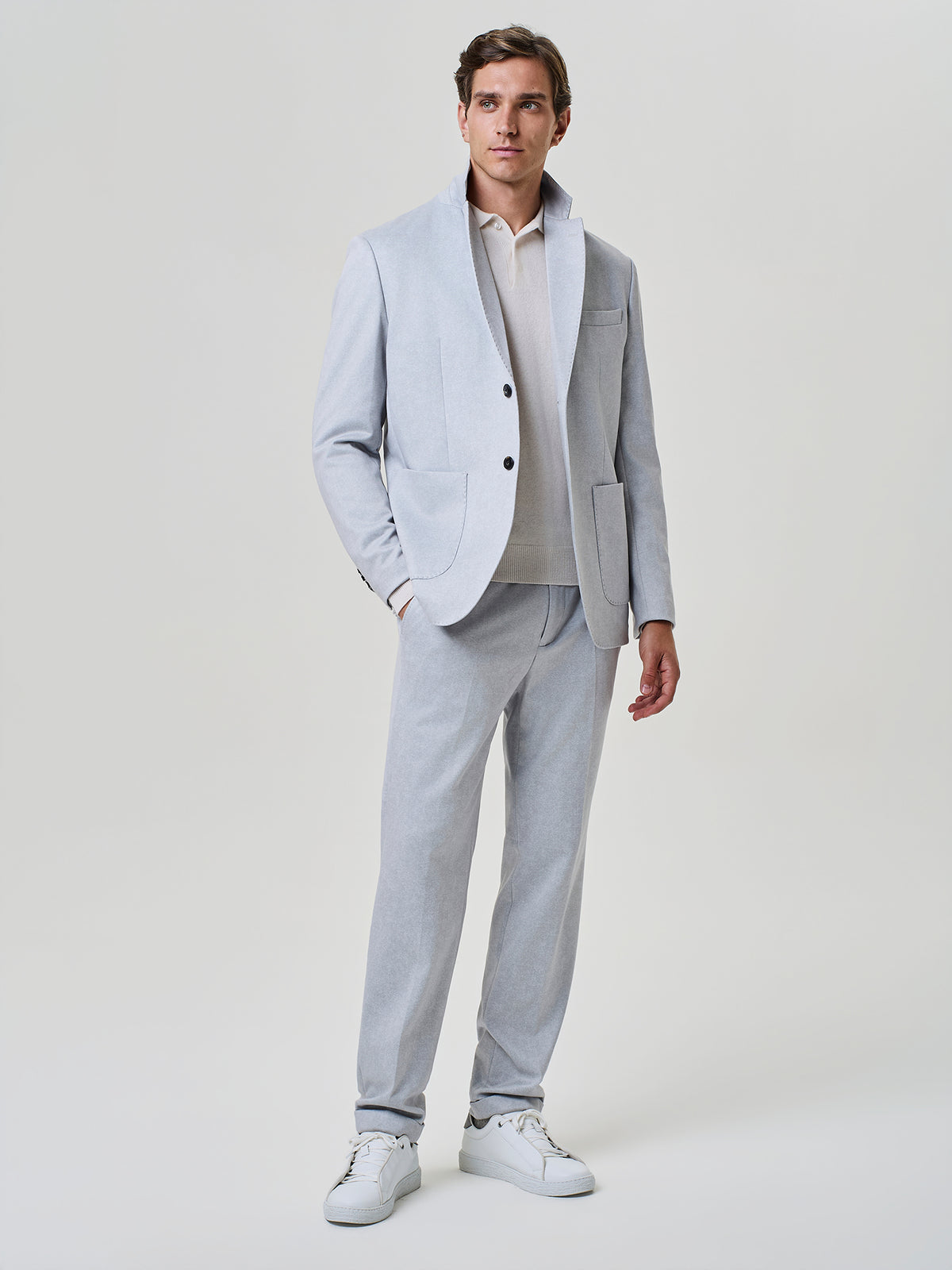 Polo in Maglia Misto Cashmere Bianca