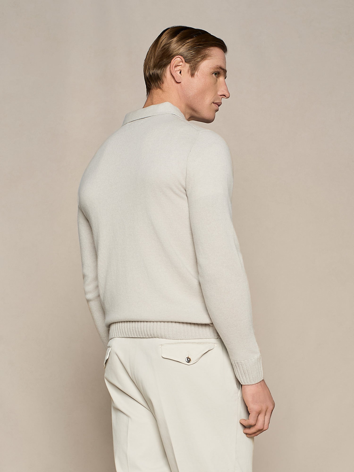 POLO MEZZA ZIP IN MISTO CASHMERE BURRO