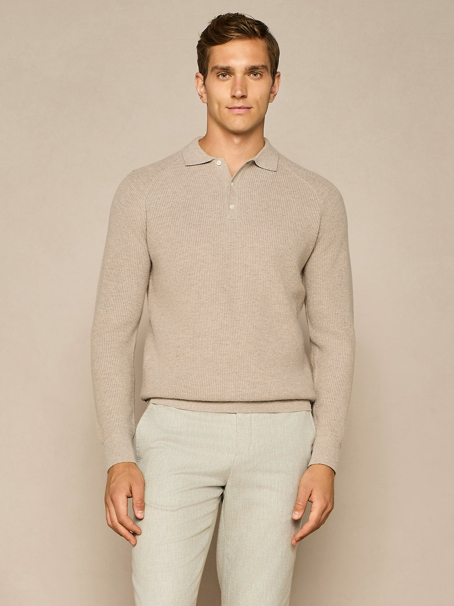 POLO COSTA INGLESE IN MISTO LANA TAUPE