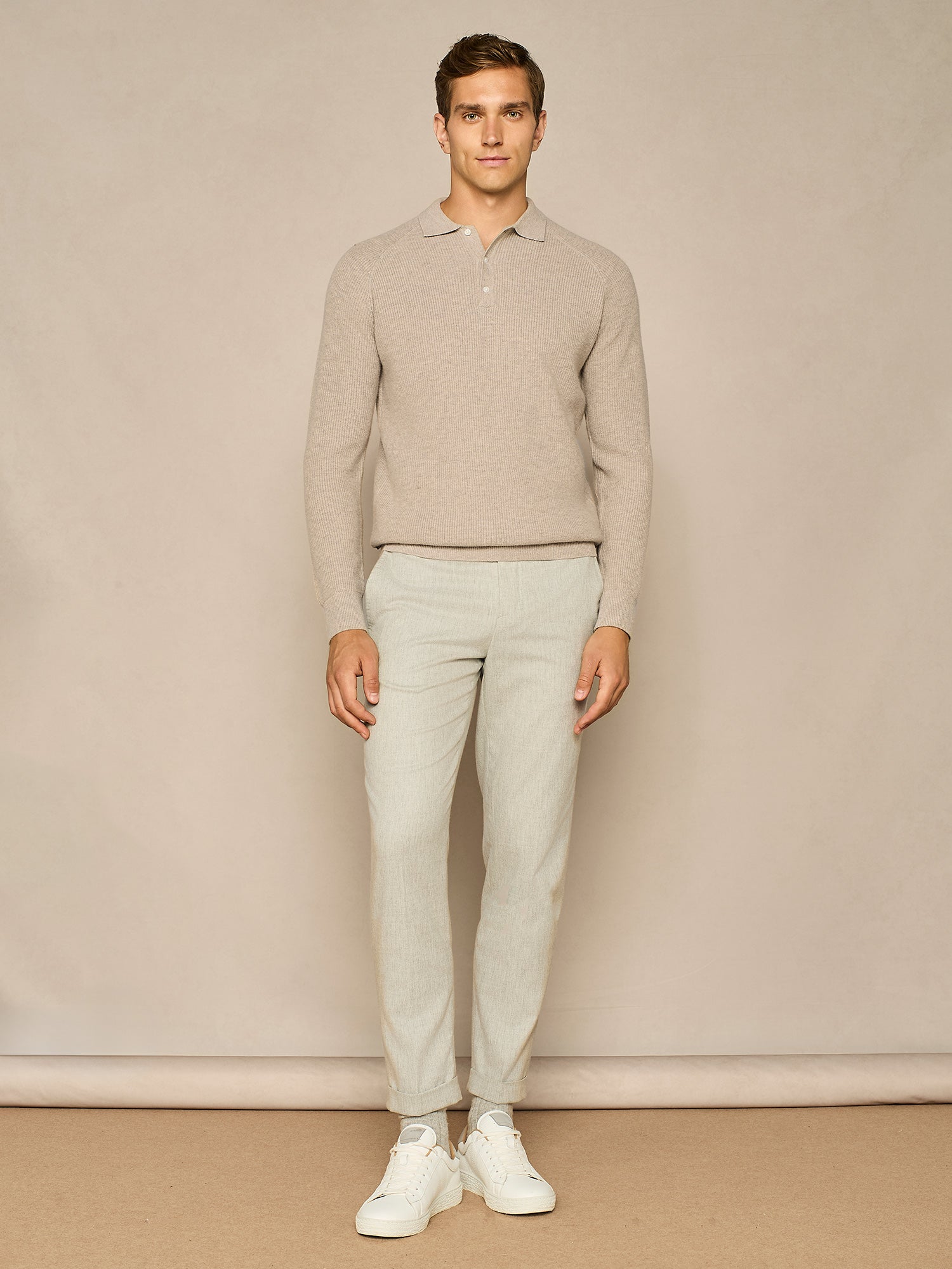 POLO COSTA INGLESE IN MISTO LANA TAUPE
