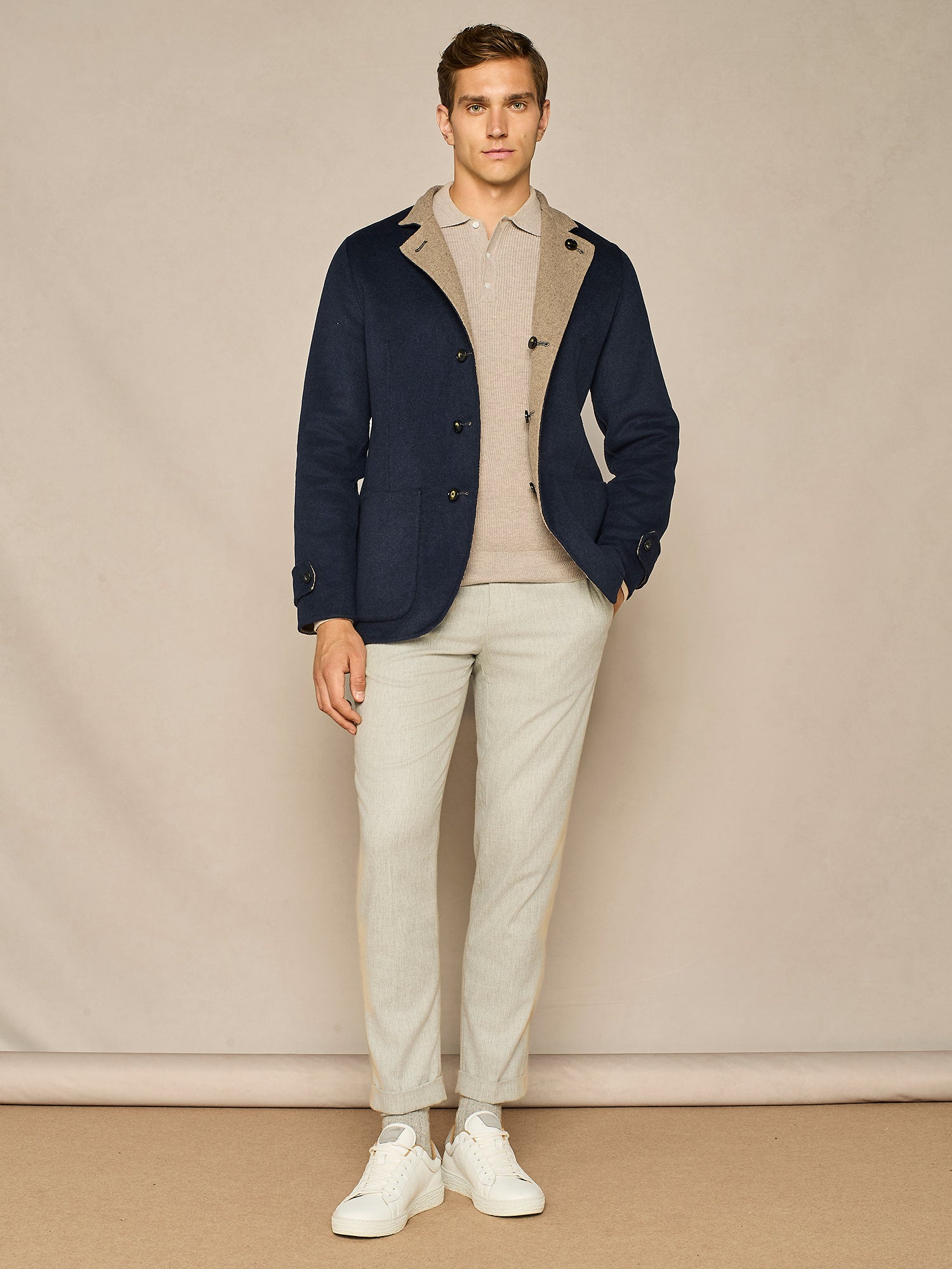 POLO COSTA INGLESE IN MISTO LANA TAUPE