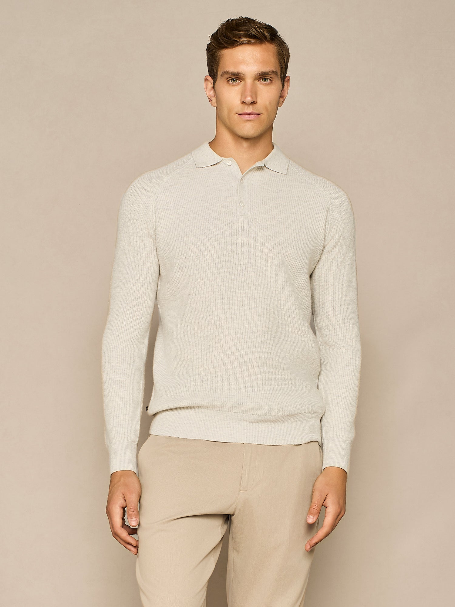 POLO COSTA INGLESE IN MISTO LANA GRIGIO CHIARO MELANGE