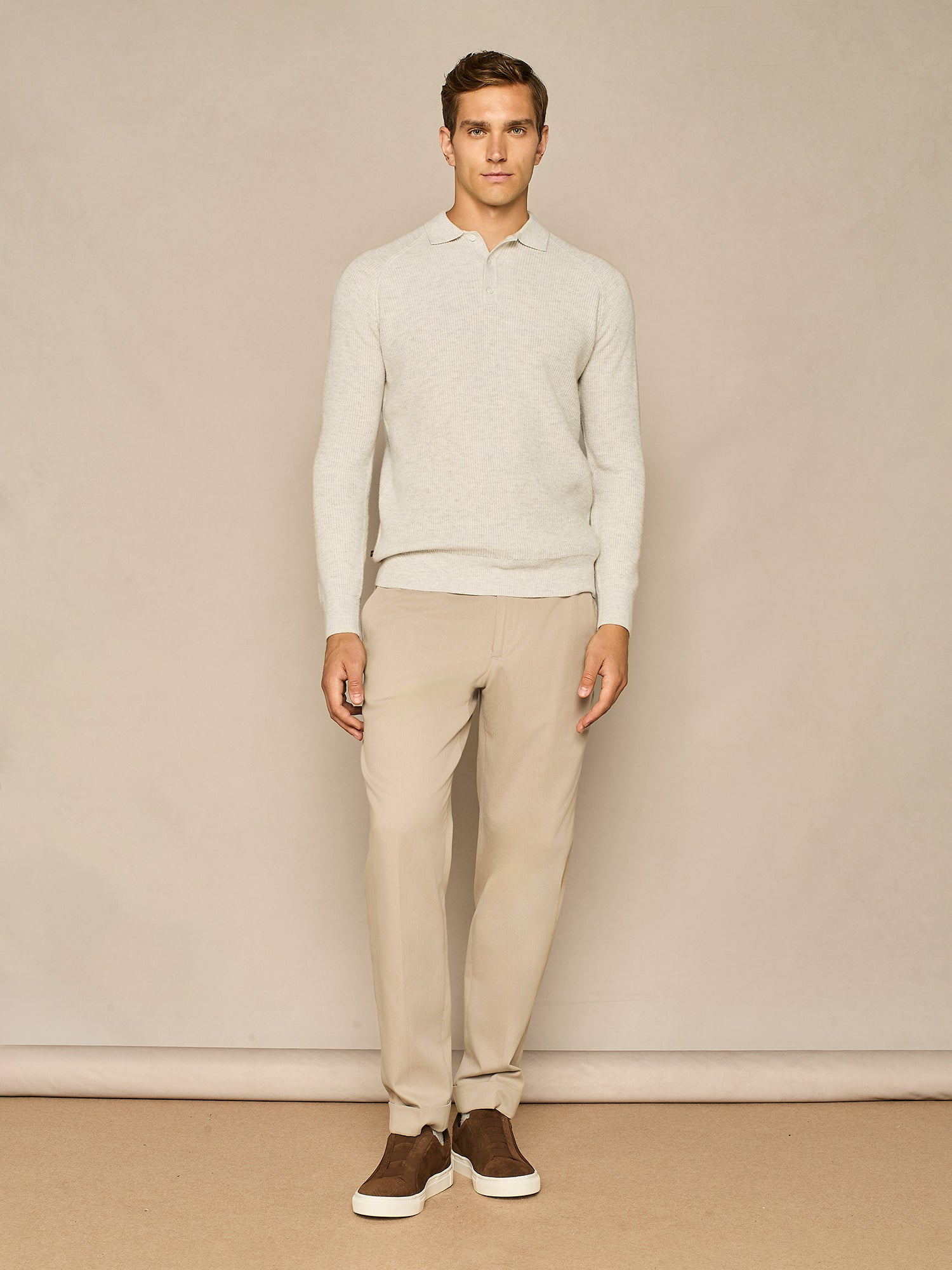 POLO COSTA INGLESE IN MISTO LANA GRIGIO CHIARO MELANGE