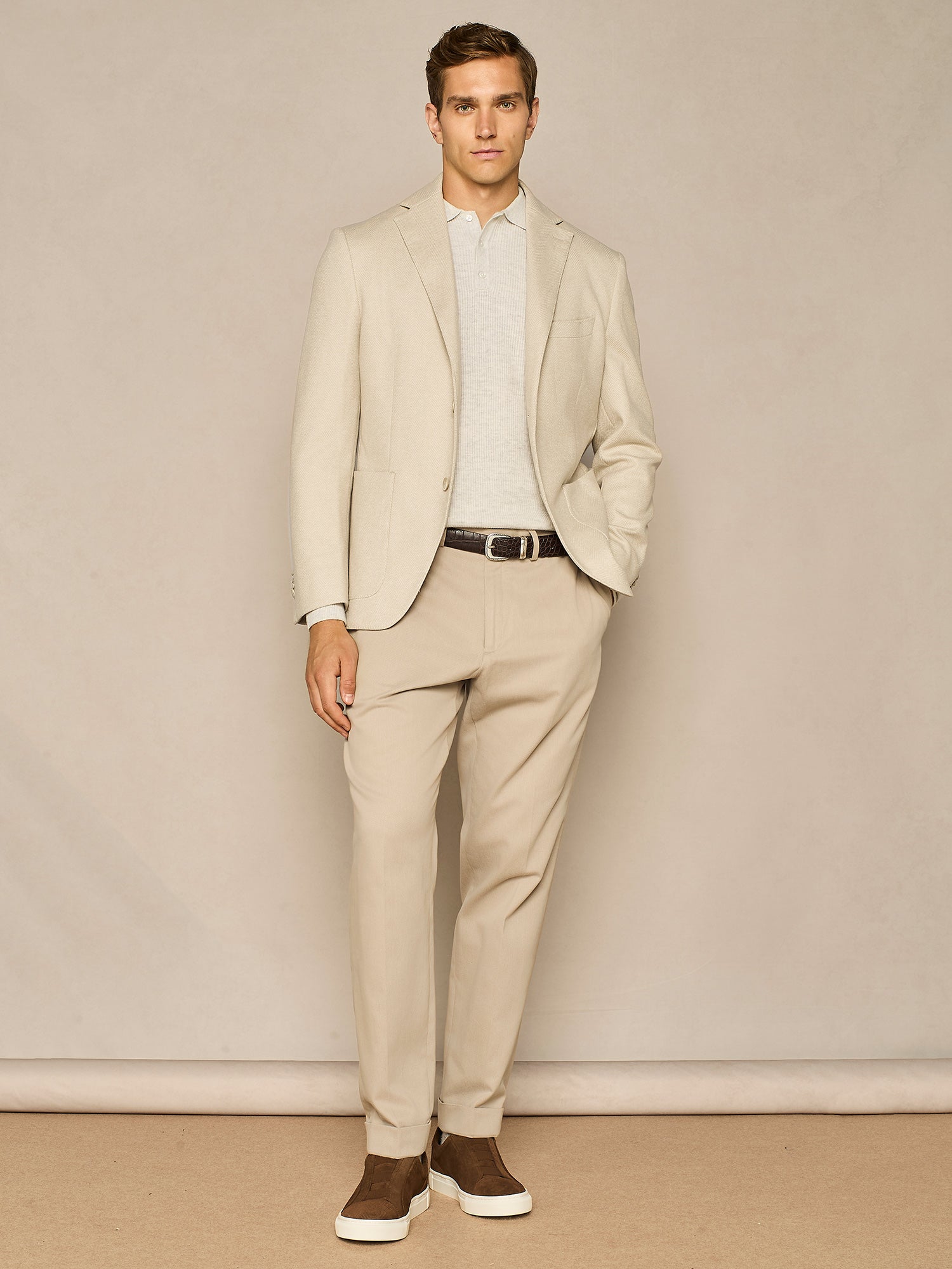 POLO COSTA INGLESE IN MISTO LANA GRIGIO CHIARO MELANGE