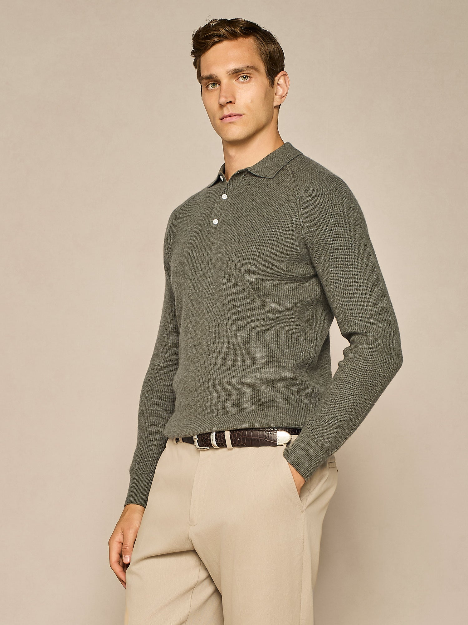 POLO COSTA INGLESE IN MISTO LANA VERDE