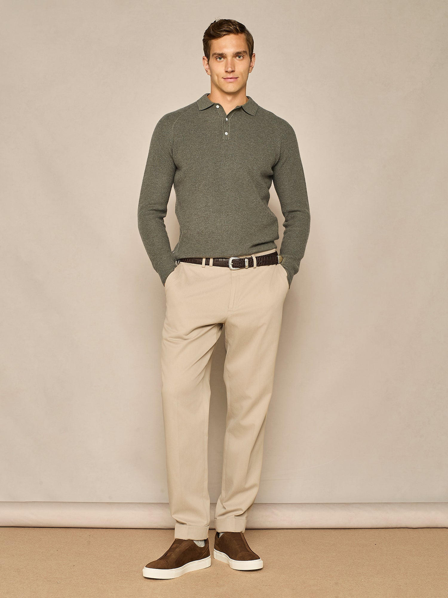 POLO COSTA INGLESE IN MISTO LANA VERDE