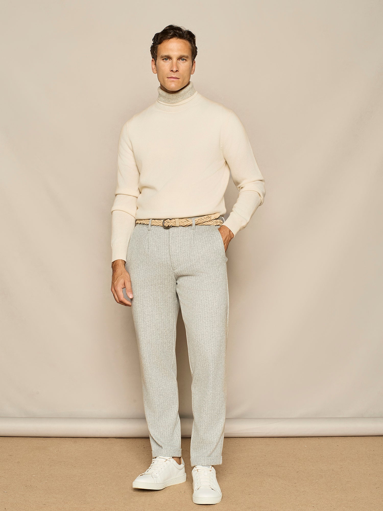 DOLCEVITA CON DOPPIO COLLO IN MISTO CASHMERE BIANCO