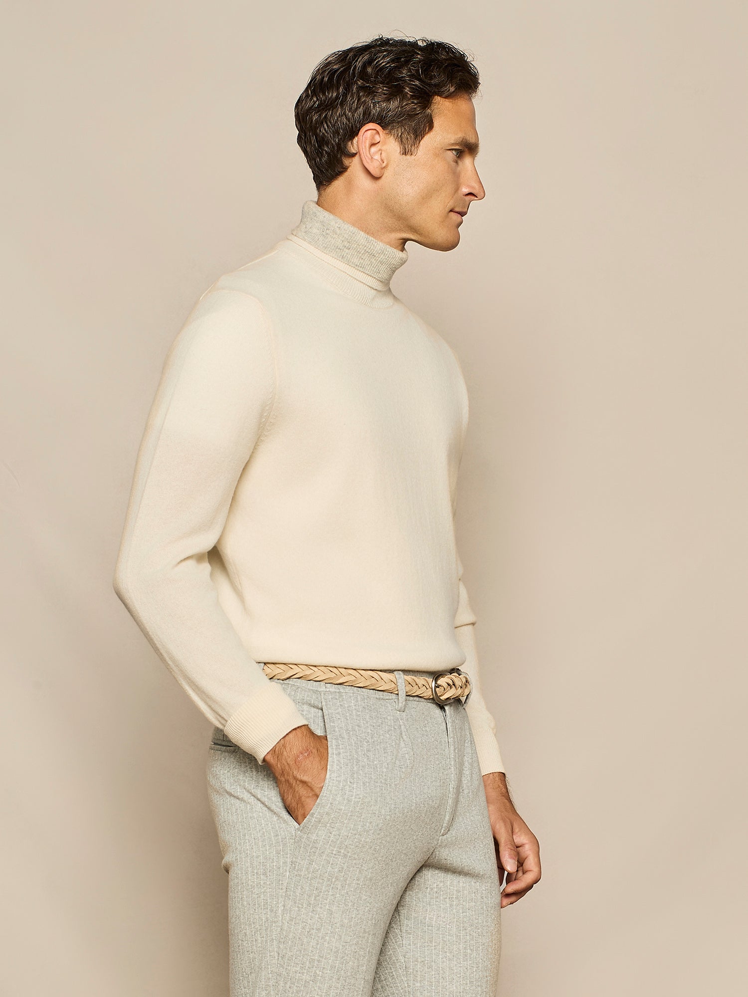 DOLCEVITA CON DOPPIO COLLO IN MISTO CASHMERE BIANCO