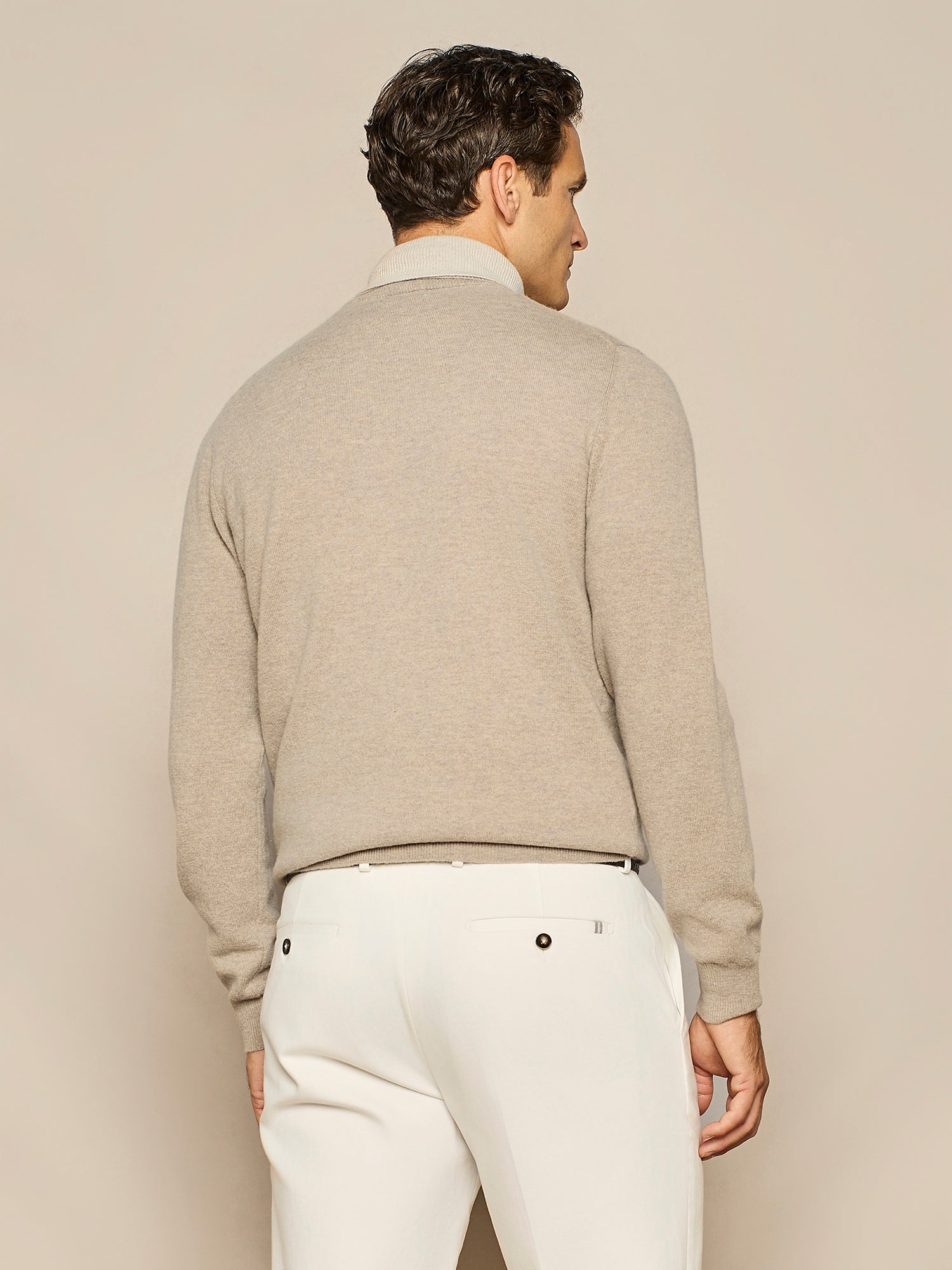 DOLCEVITA CON DOPPIO COLLO IN MISTO CASHMERE TAUPE