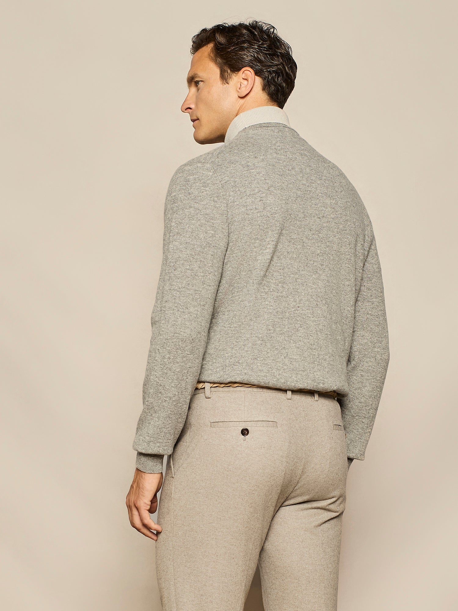 DOLCEVITA CON DOPPIO COLLO IN MISTO CASHMERE GRIGIO MELANGE