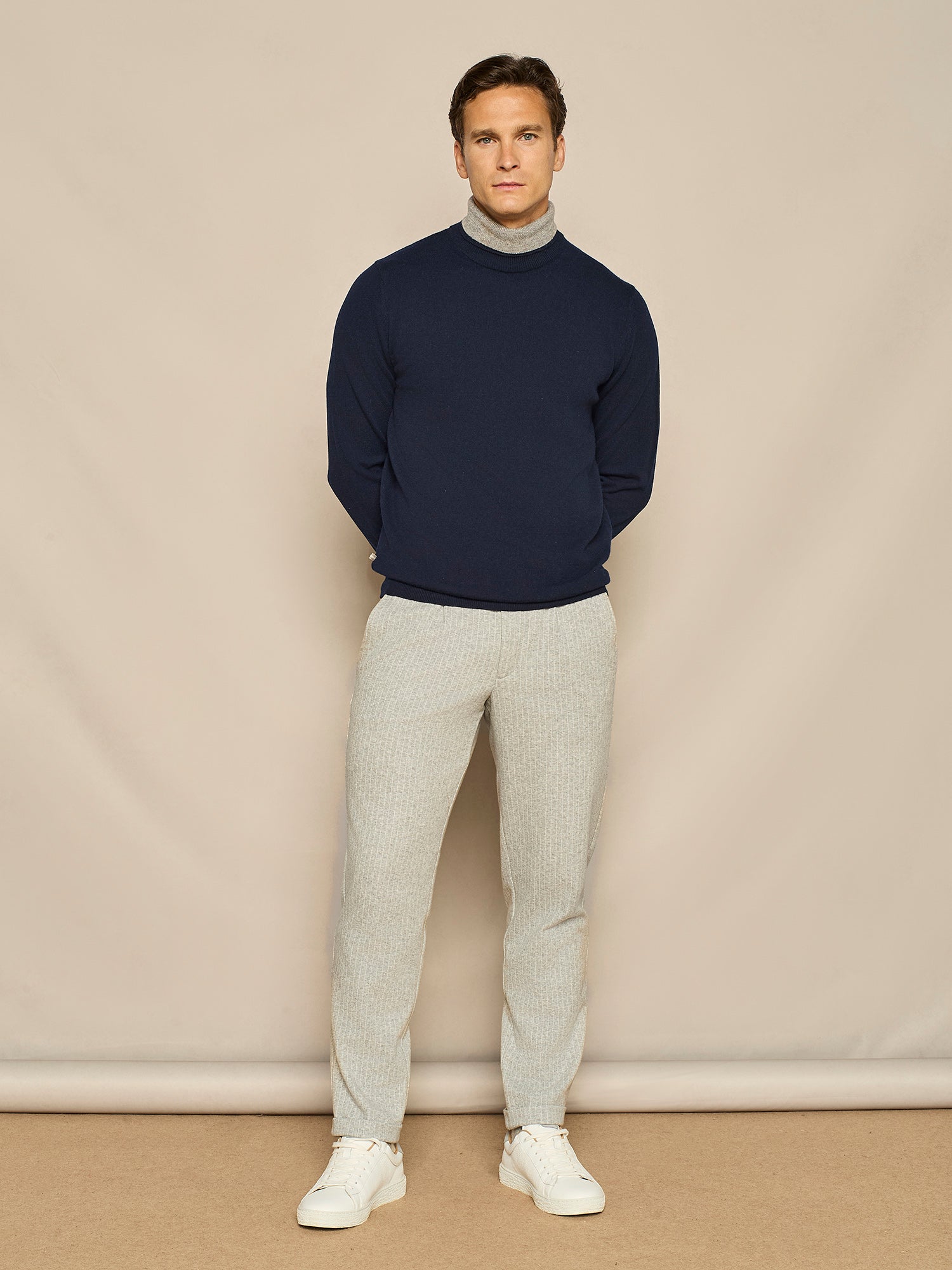 DOLCEVITA CON DOPPIO COLLO IN MISTO CASHMERE BLU