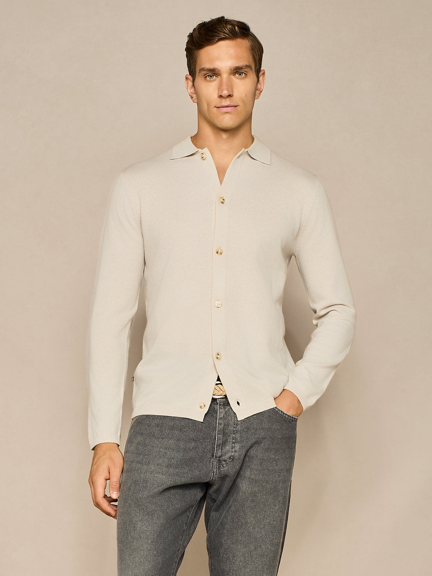 CAMICIA IN MISTO LANA BURRO