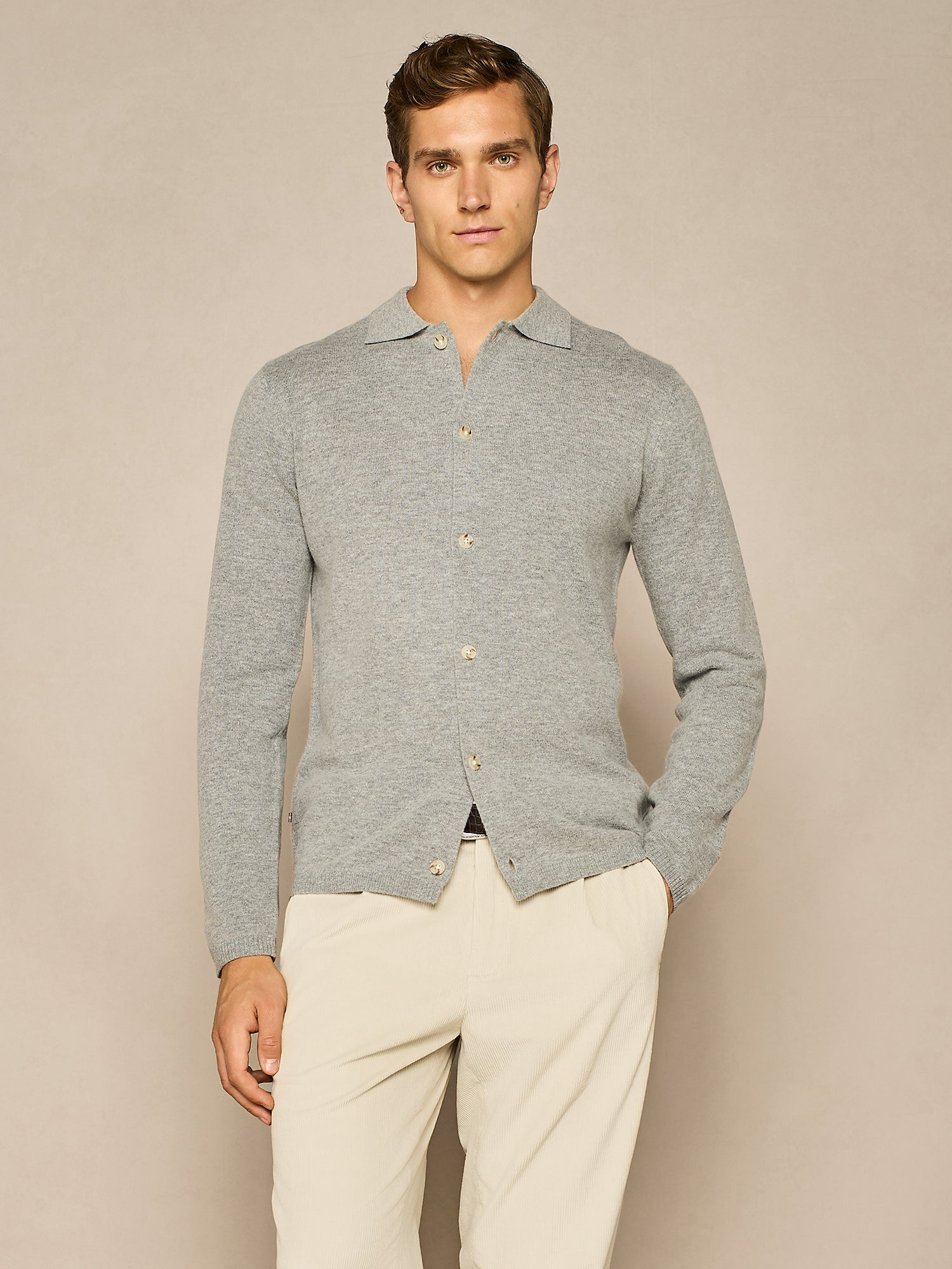 GREY MELANGE WOOL BLEND SHIRT
