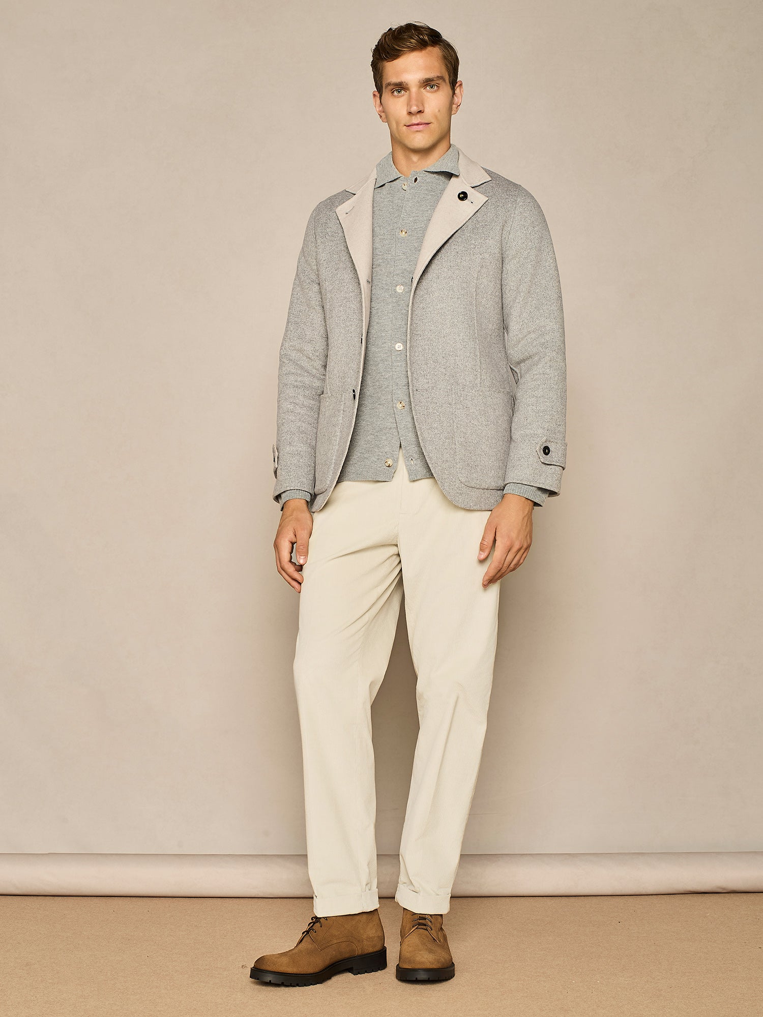 GREY MELANGE WOOL BLEND SHIRT