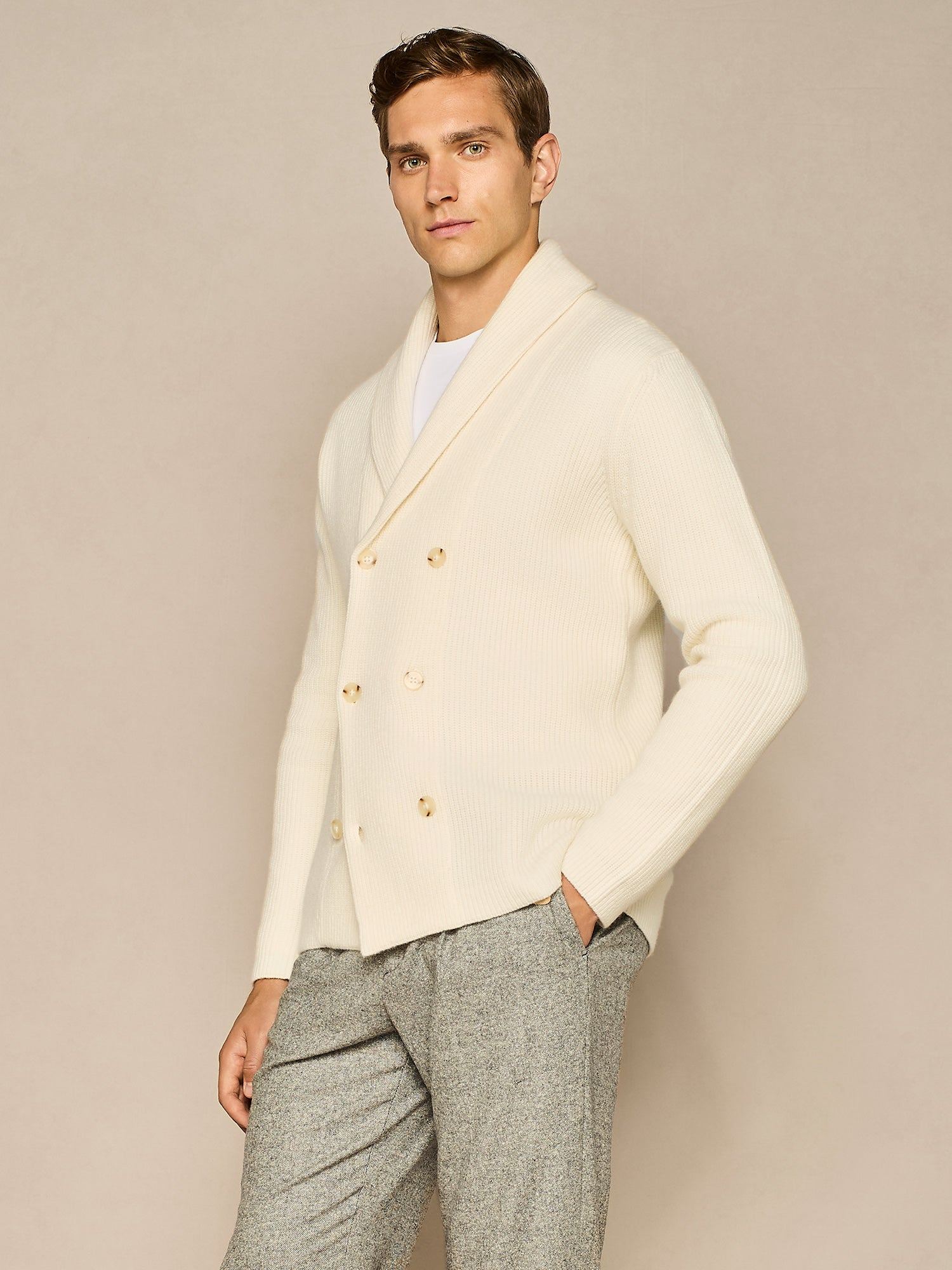 CARDIGAN SCIALLATO COSTA INGLESE BIANCO