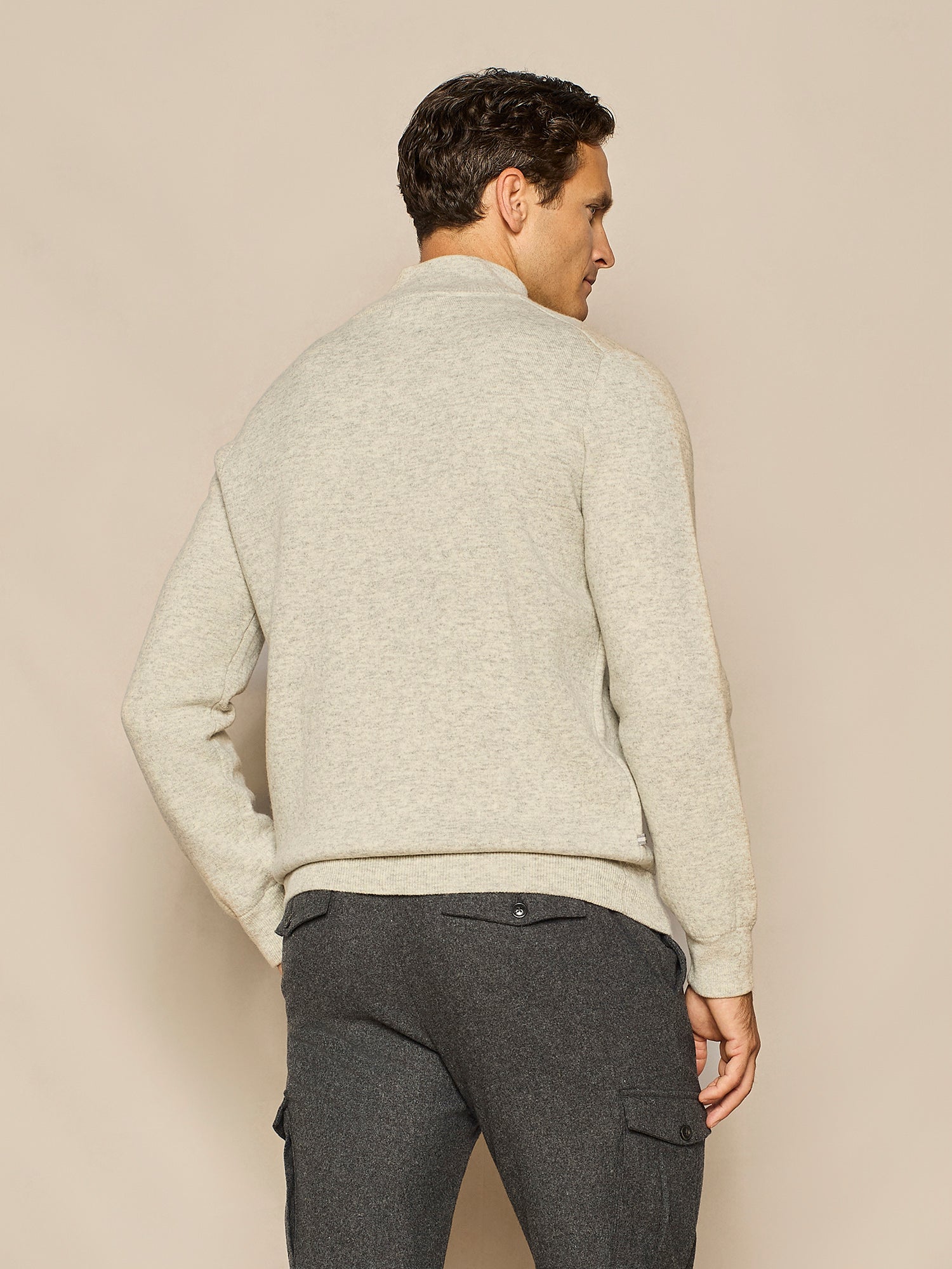 LIGHT GREY MELANGE KNITTED BOMBER