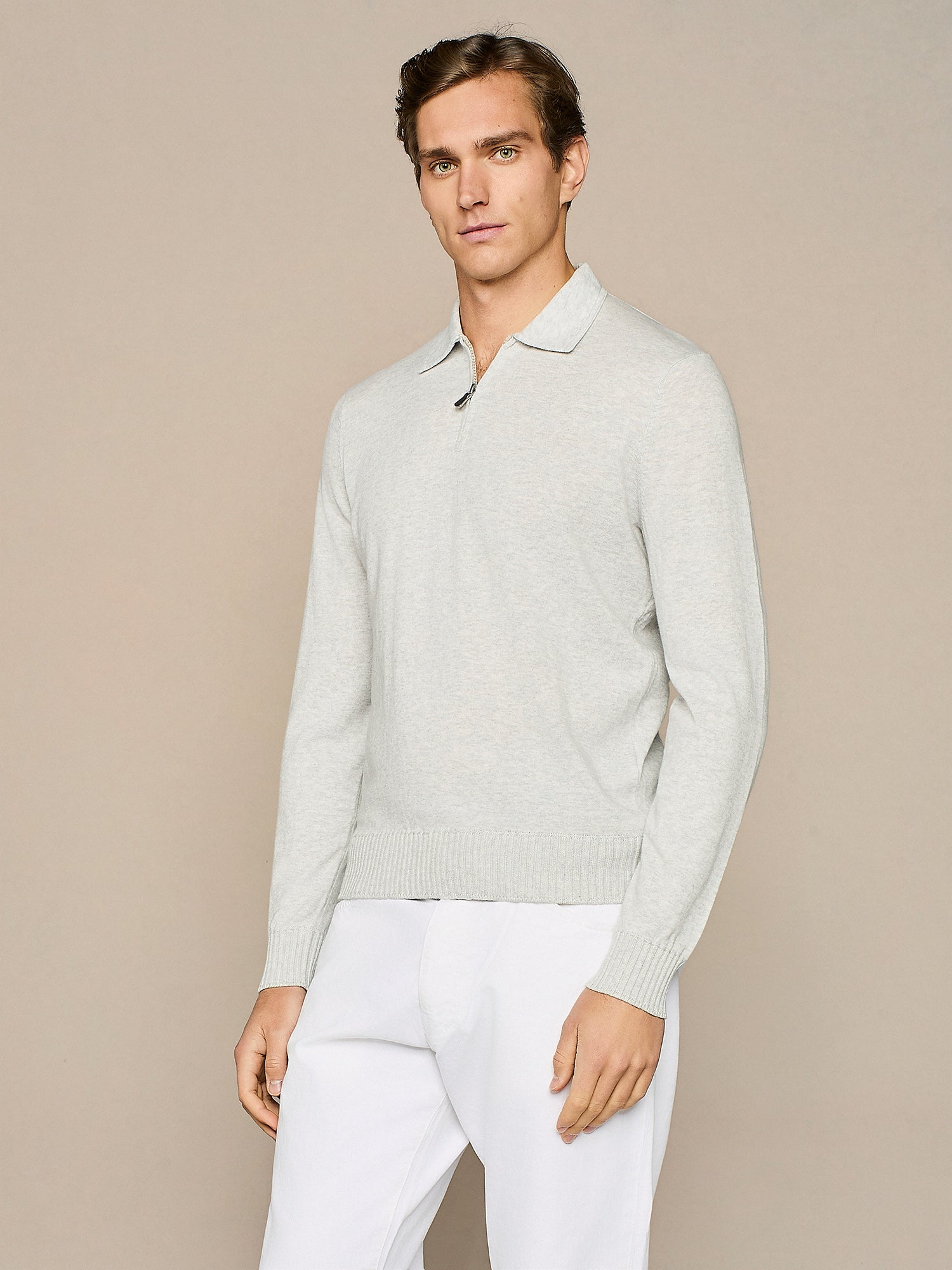 BUTTER KNITTED HALF CARDIGAN POLO