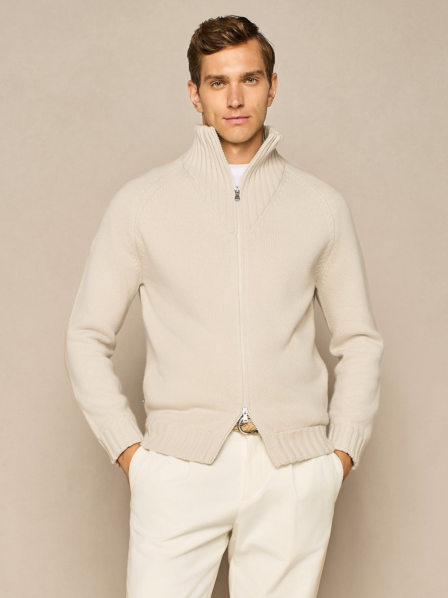 MAGLIA FULL ZIP BURRO