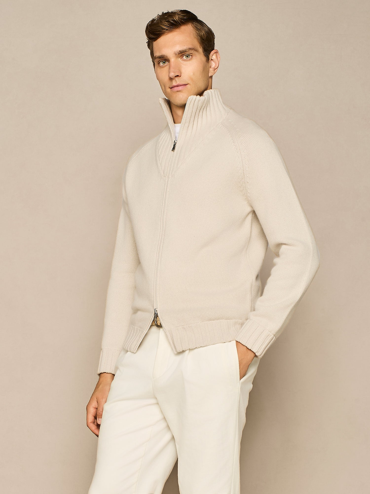 MAGLIA FULL ZIP BURRO