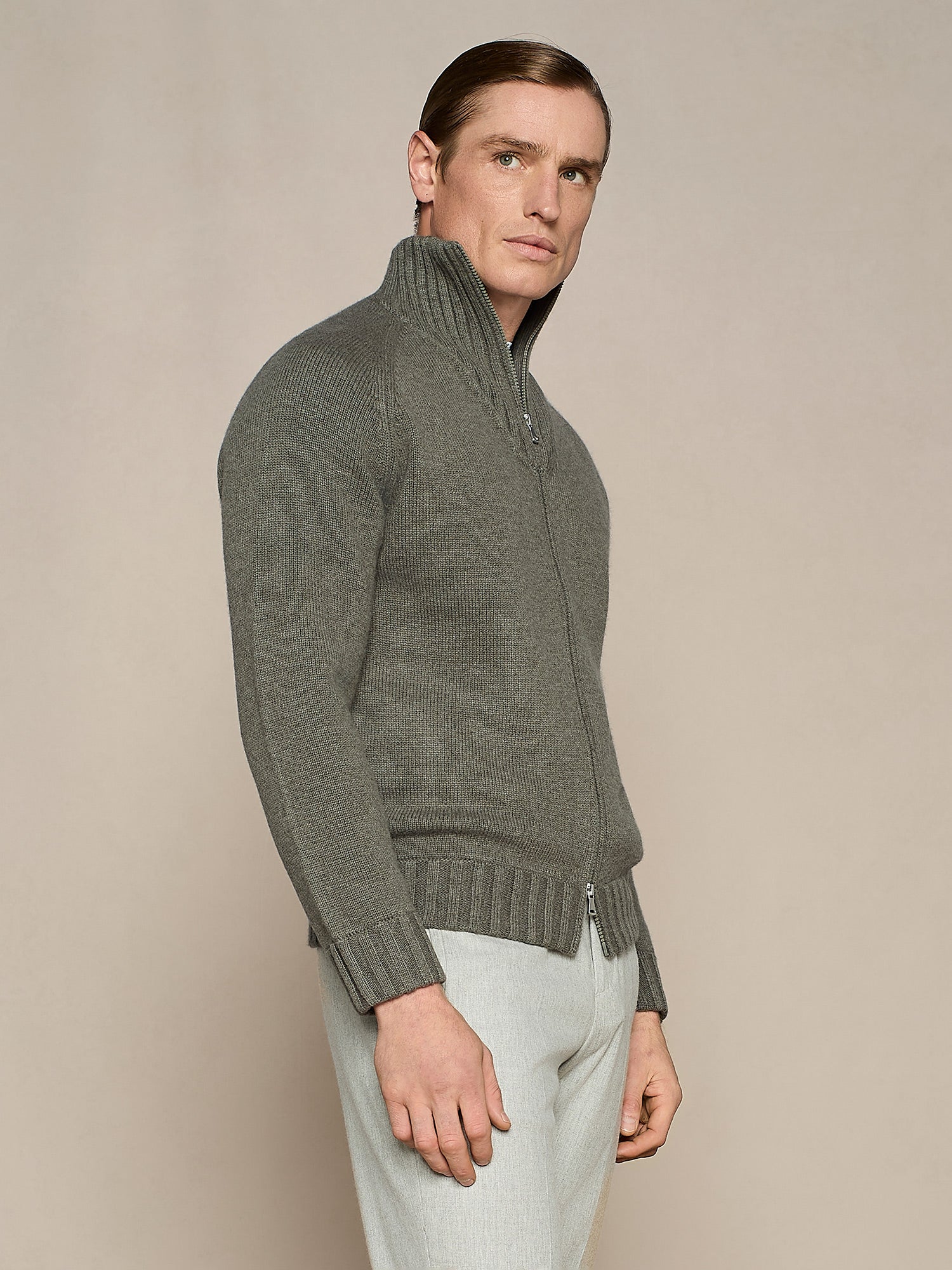 MAGLIA FULL ZIP VERDE