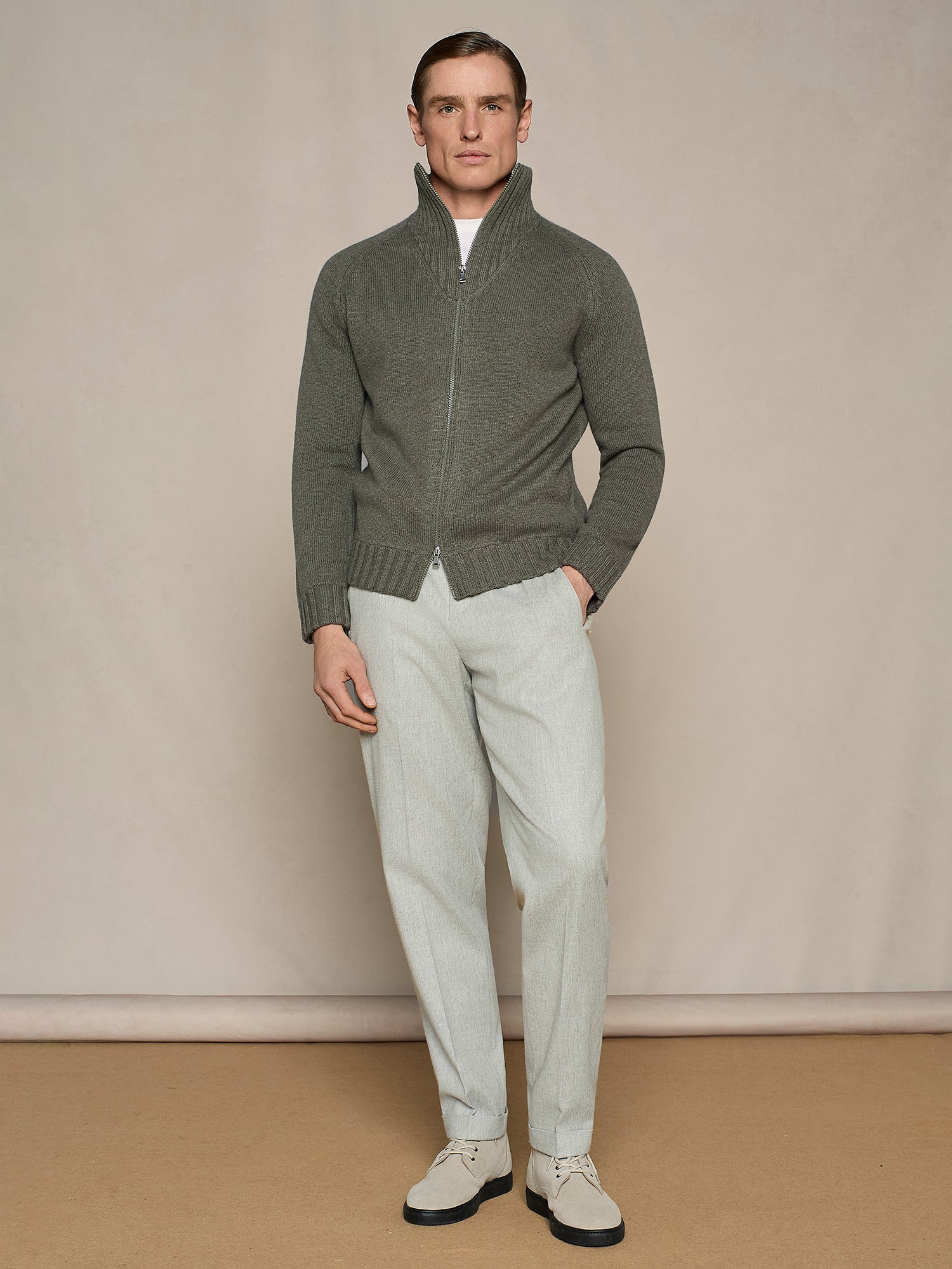 MAGLIA FULL ZIP VERDE