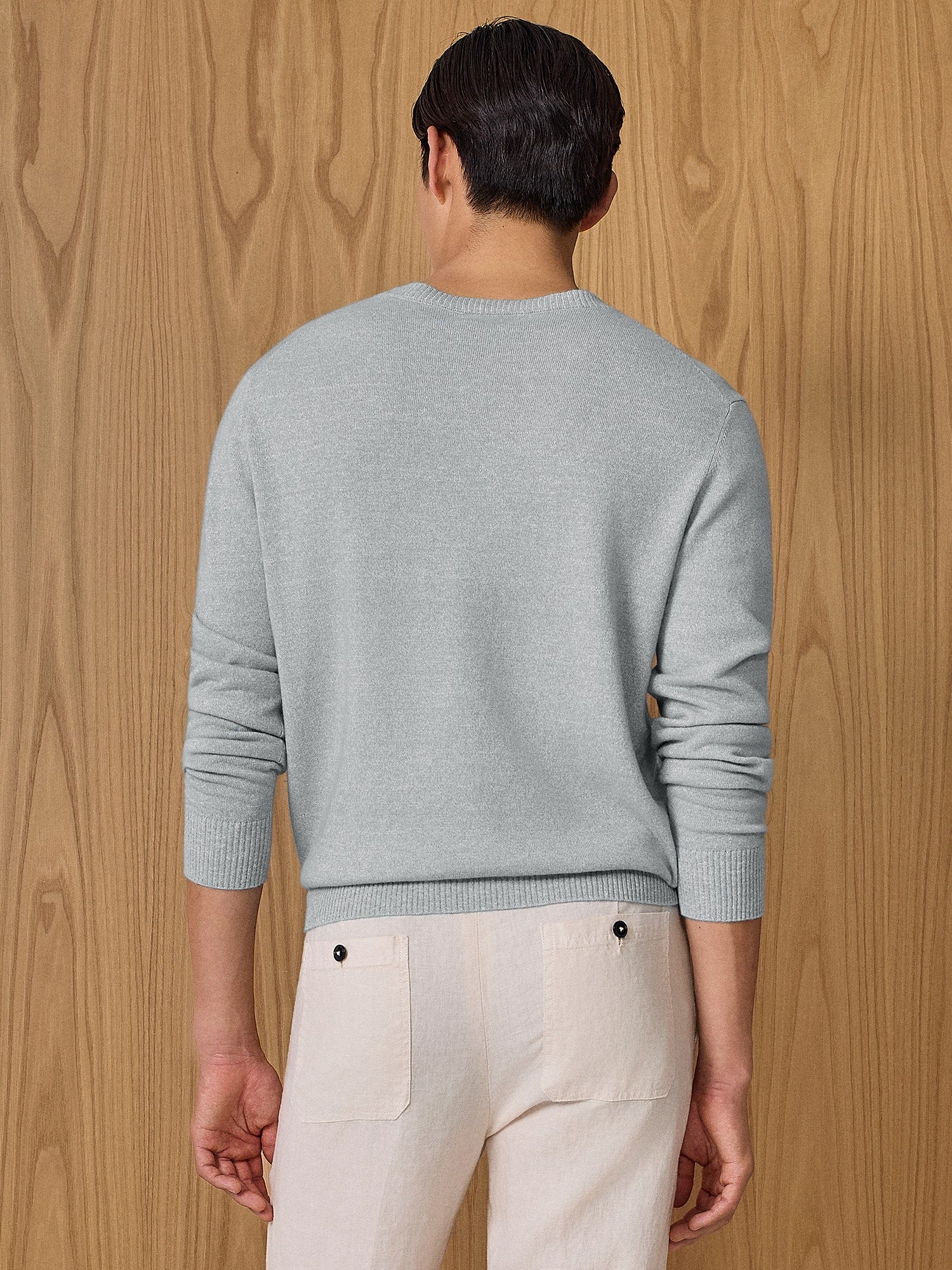 GIROCOLLO IN MAGLIA A MANICHE LUNGHE IN FILATO AB YARN MISTO CASHMERE E LINO