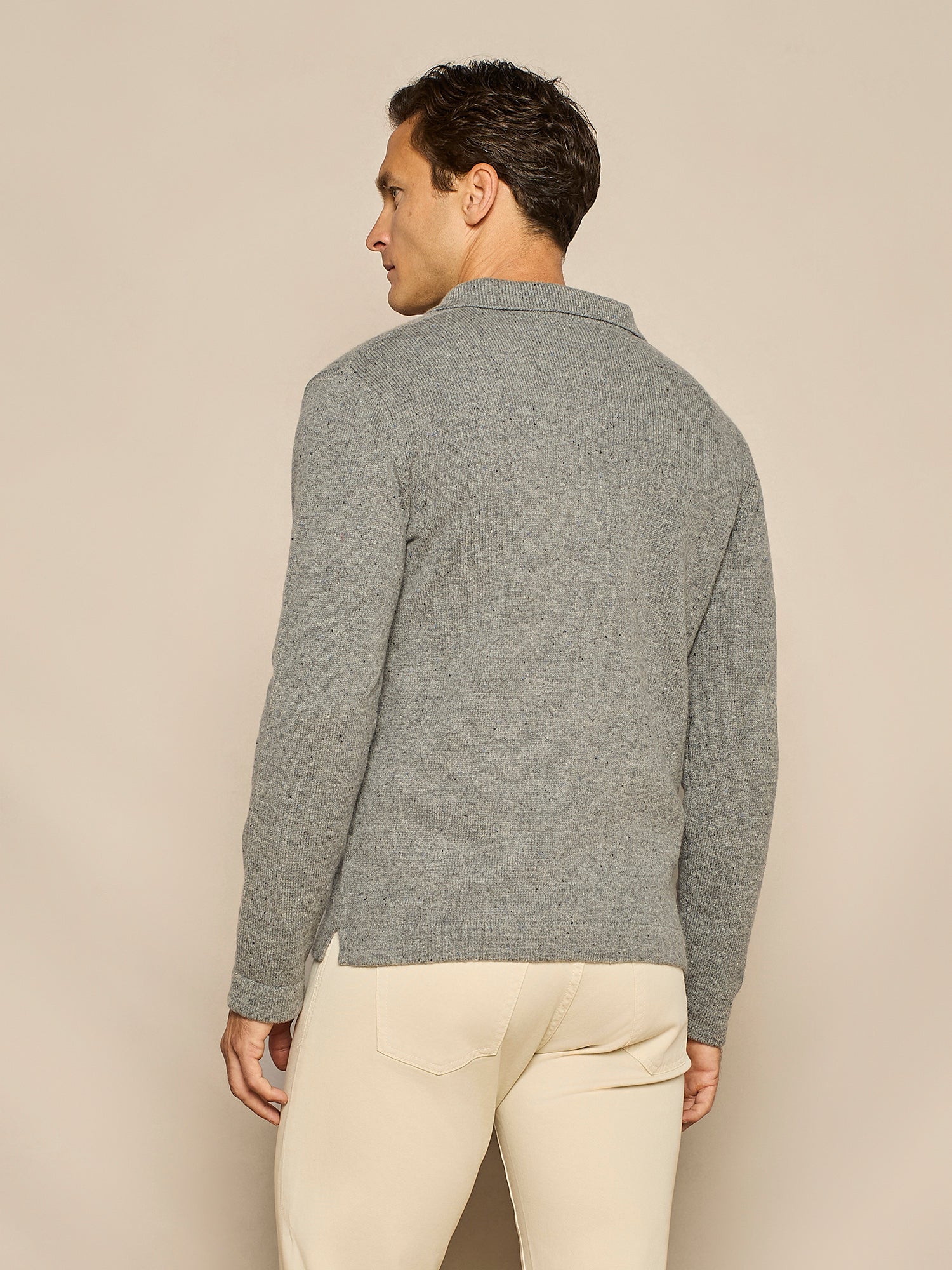 GREY MELANGE BUTTONED MERINO WOOL SHIRT