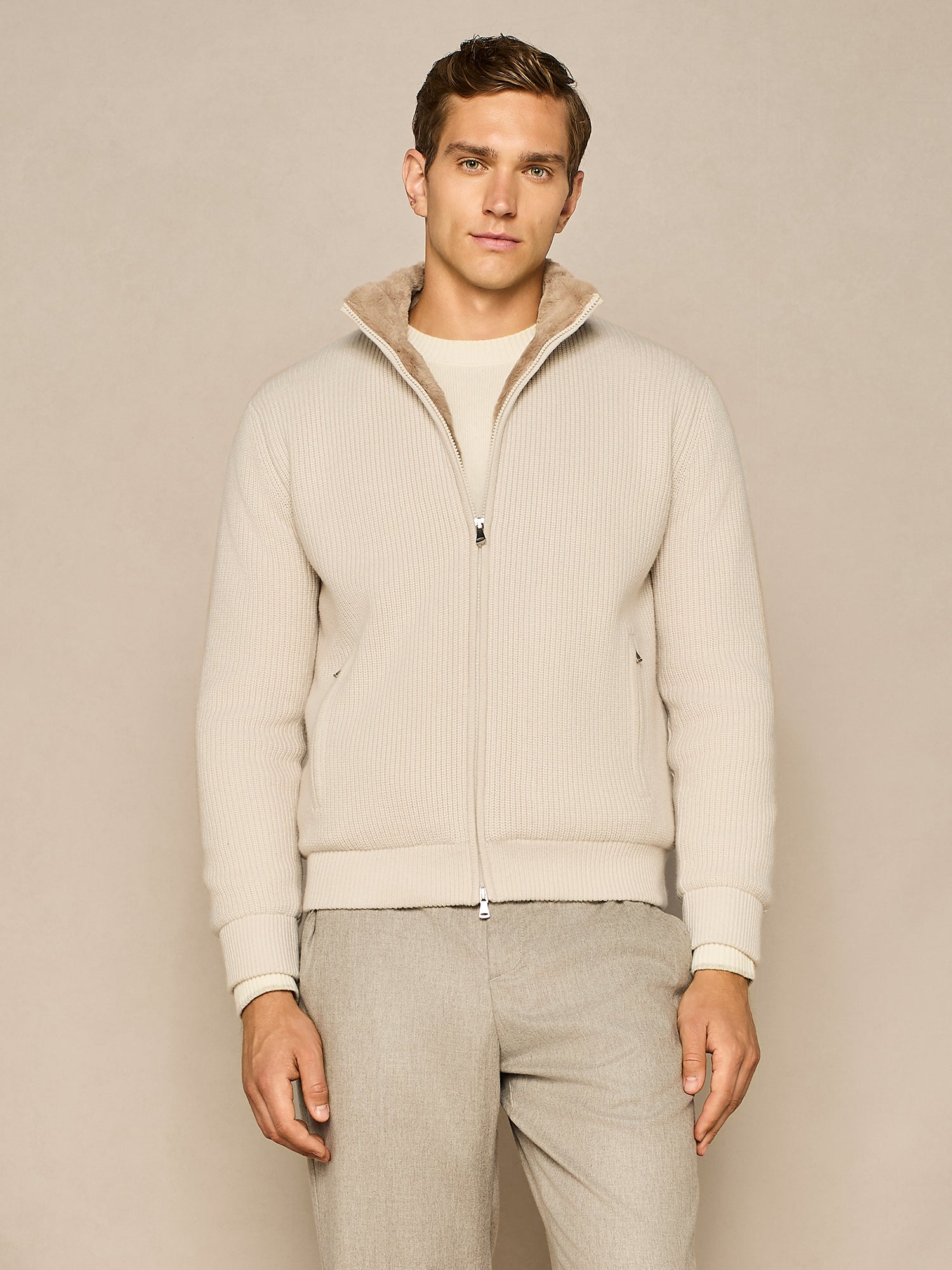 MAGLIA FULL ZIP BURRO