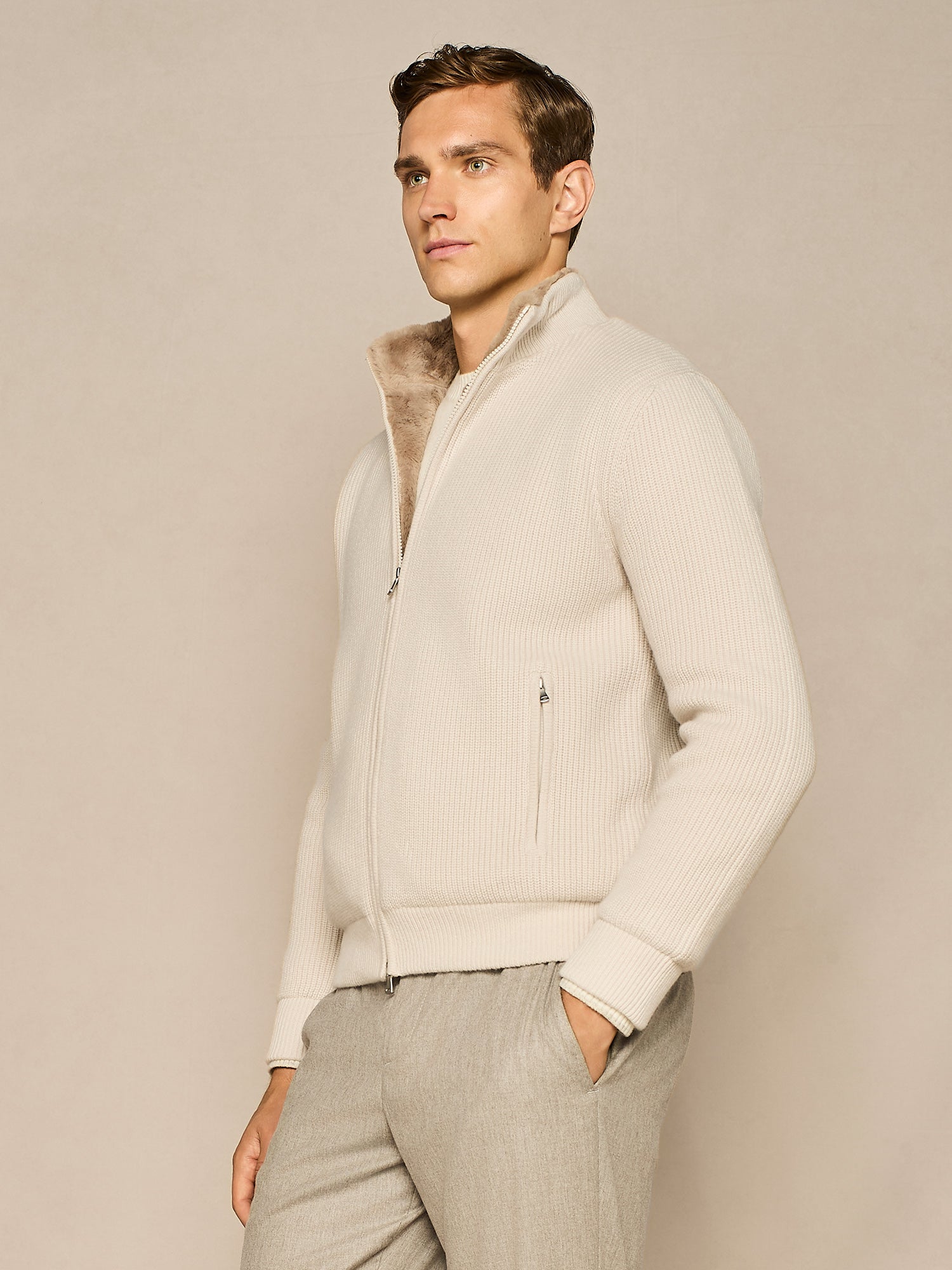 MAGLIA FULL ZIP BURRO