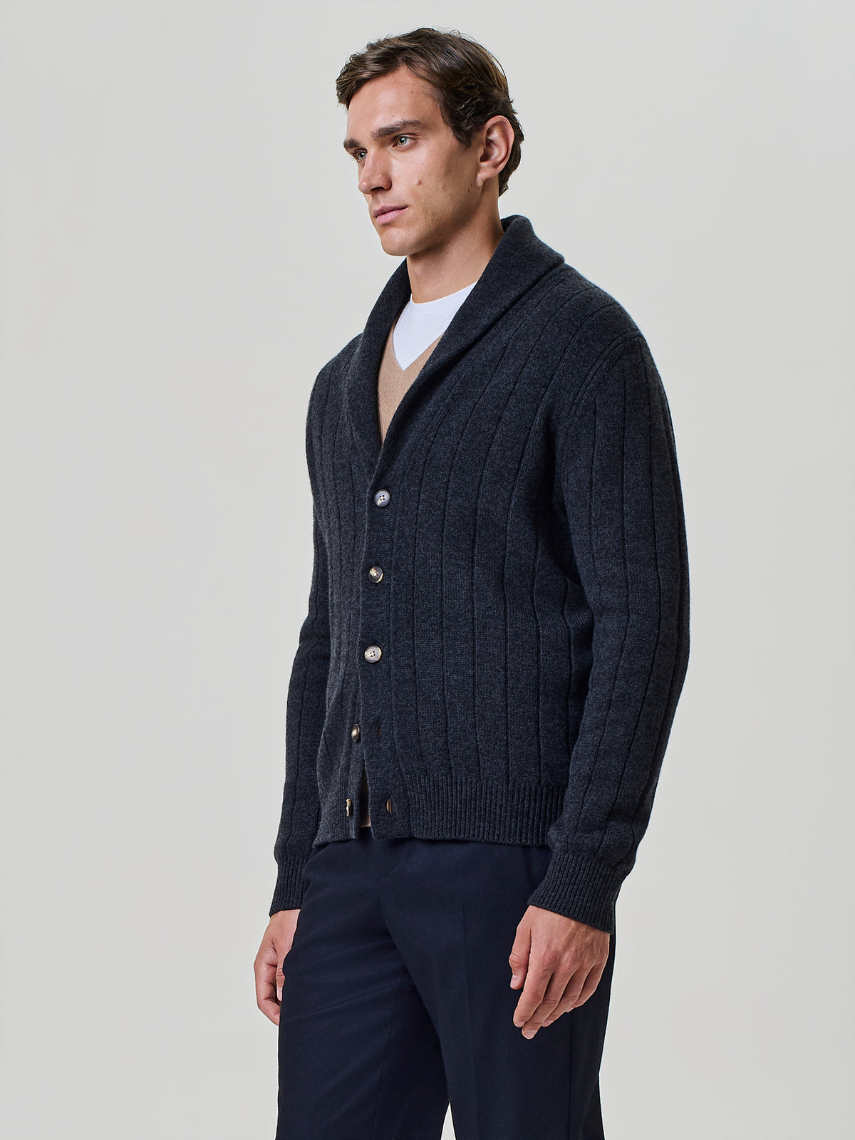 Cardigan sciallato grigio scuro